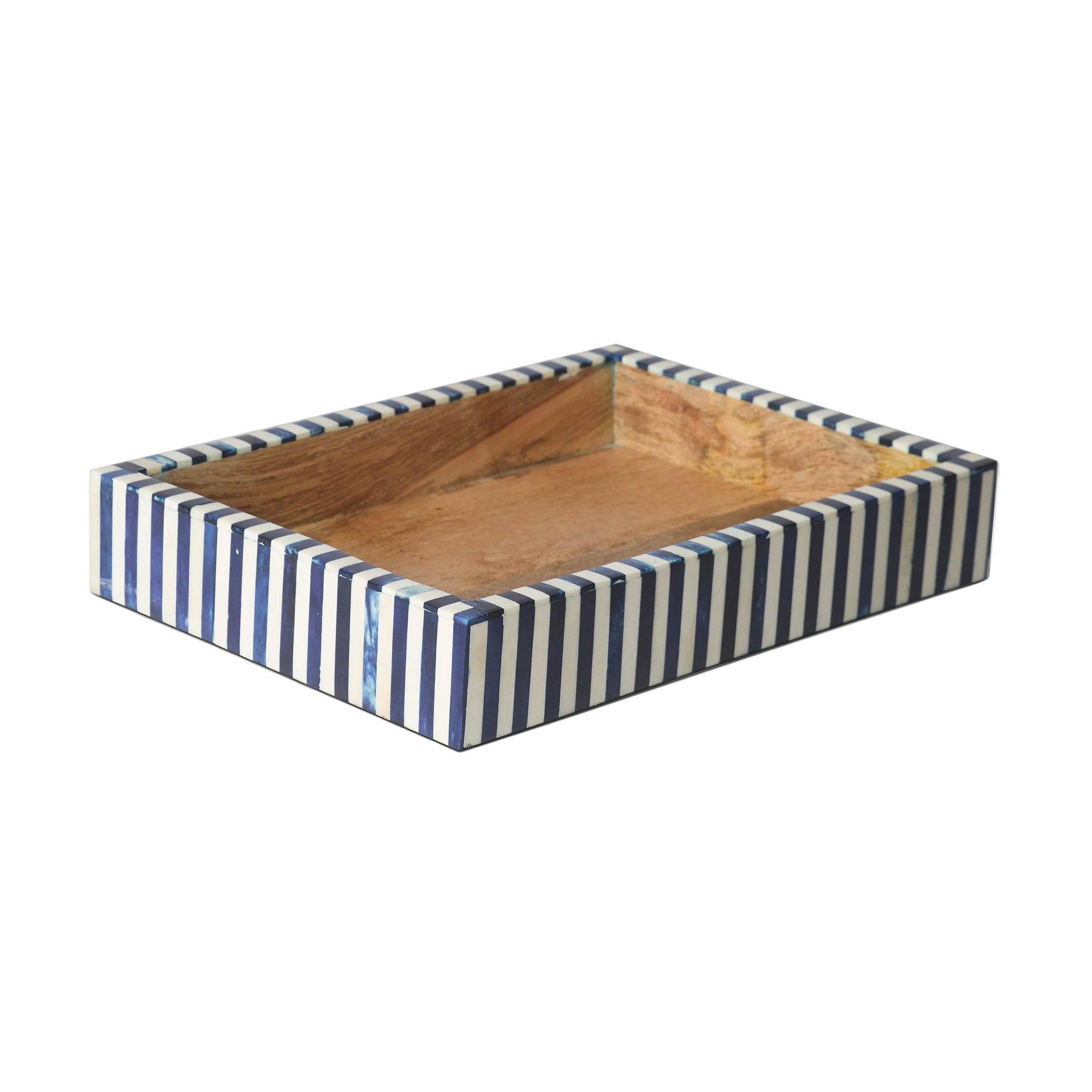 Blue Striped Rectangular Inlay Tray