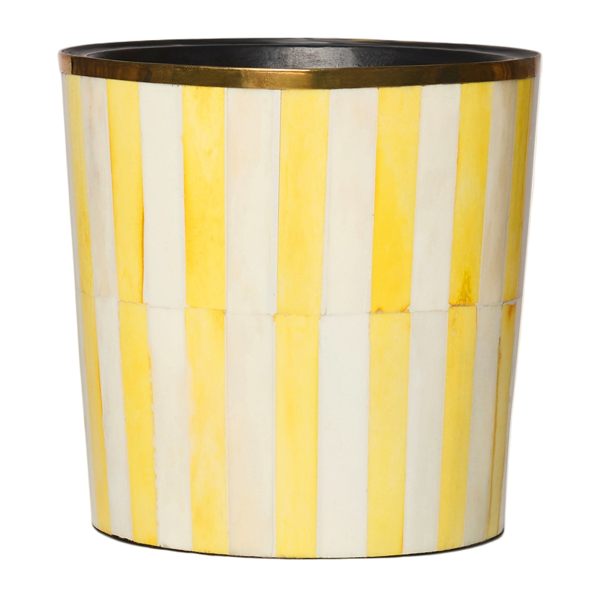 Round Inlay Planter | Medium | Yellow | Striped
