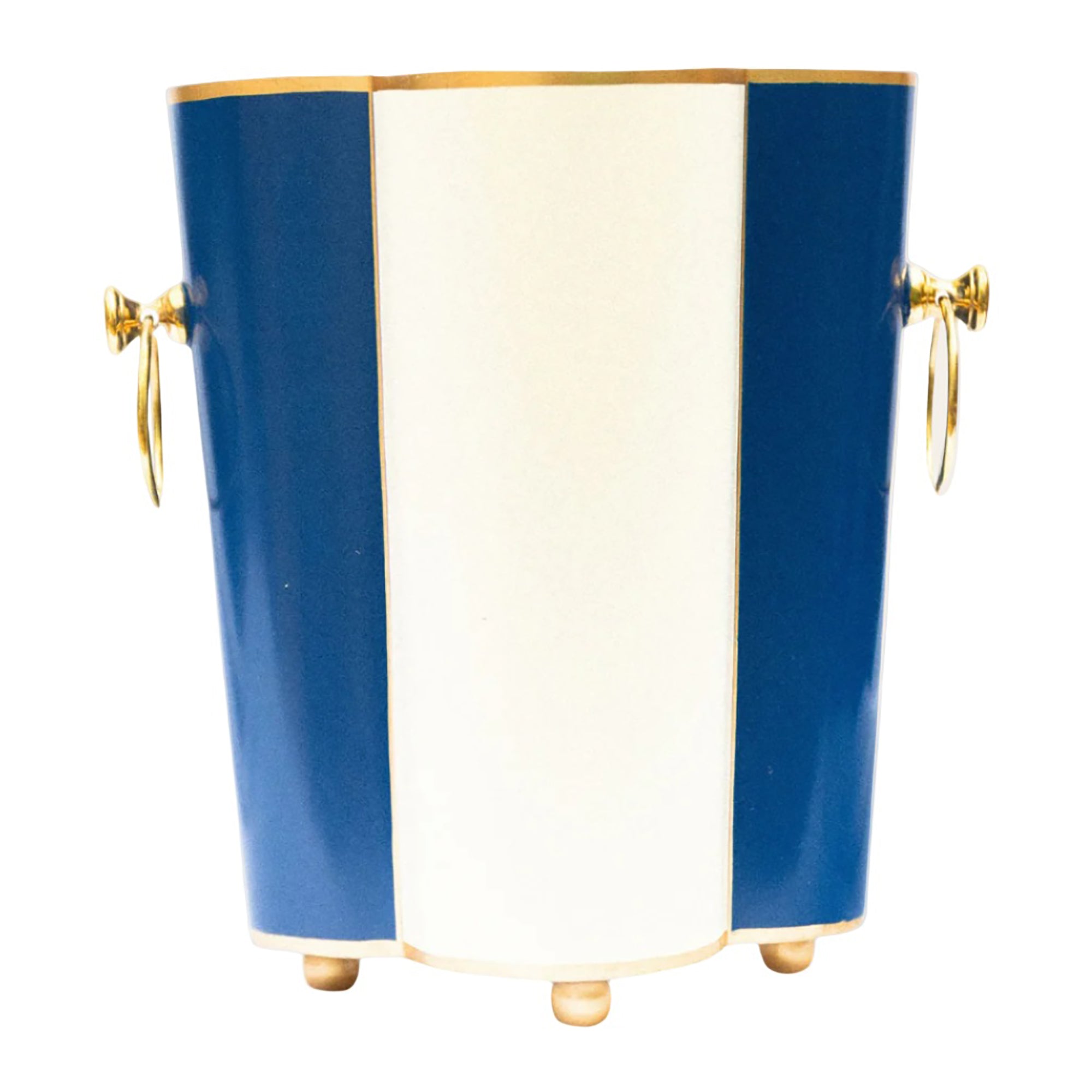 Scalloped Wine Cooler | Royal Blue and White | Striped