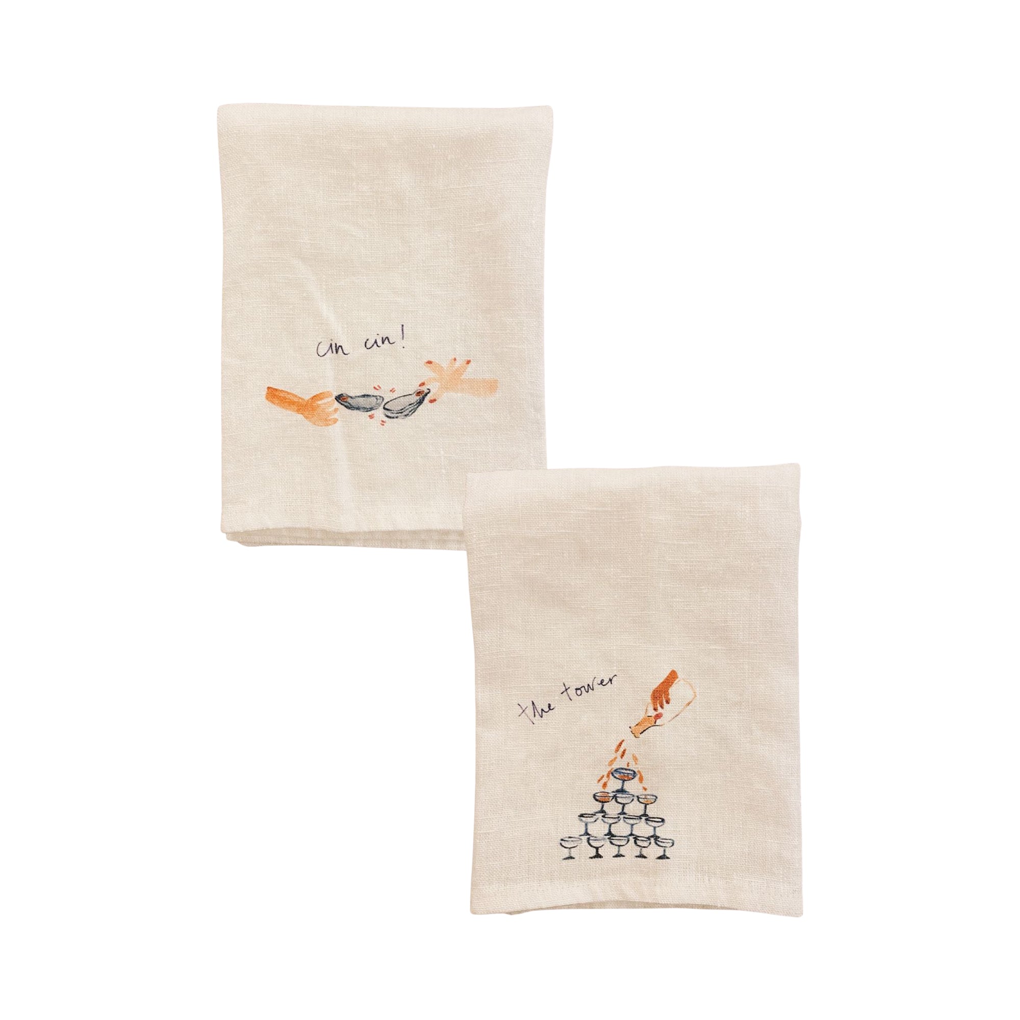 The Tower & Oyster Cheers - Set of Two Linen Napkins