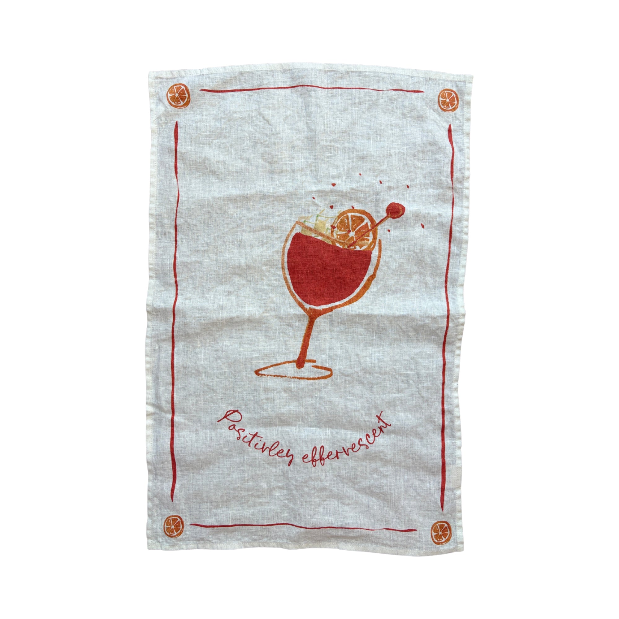 Positively Effervescent - Aperol Spritz Linen Teatowel