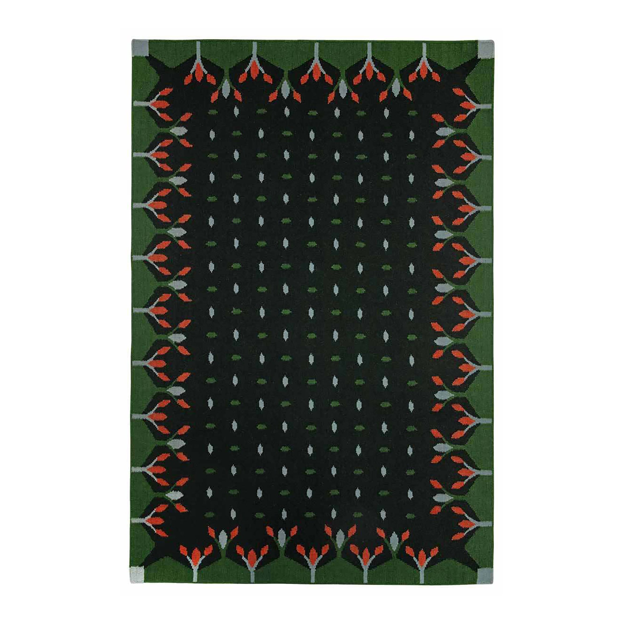 Hedgerow Flatweave Rug - Forest Green