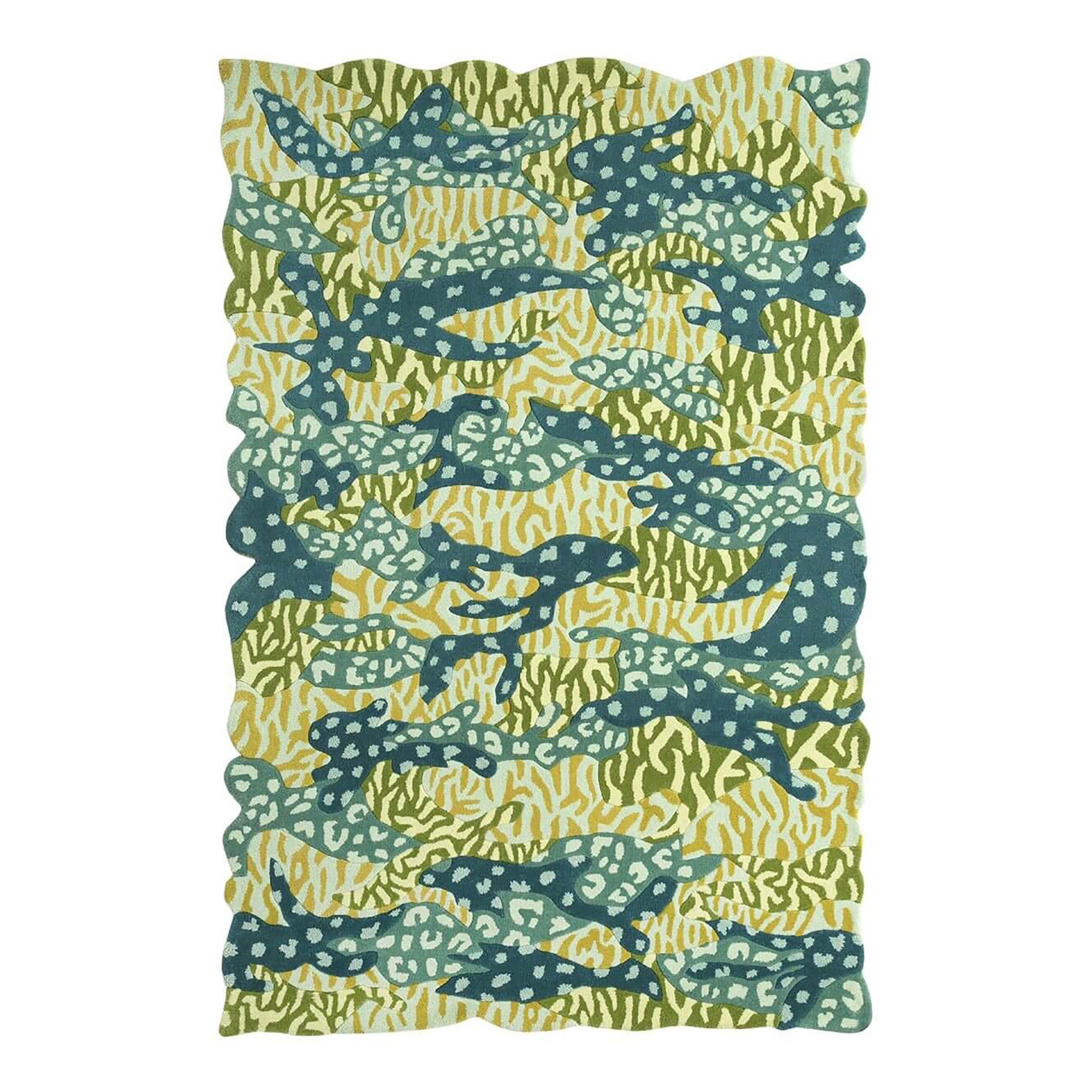 Big Cat Camo Hand Tufted Rug - Green