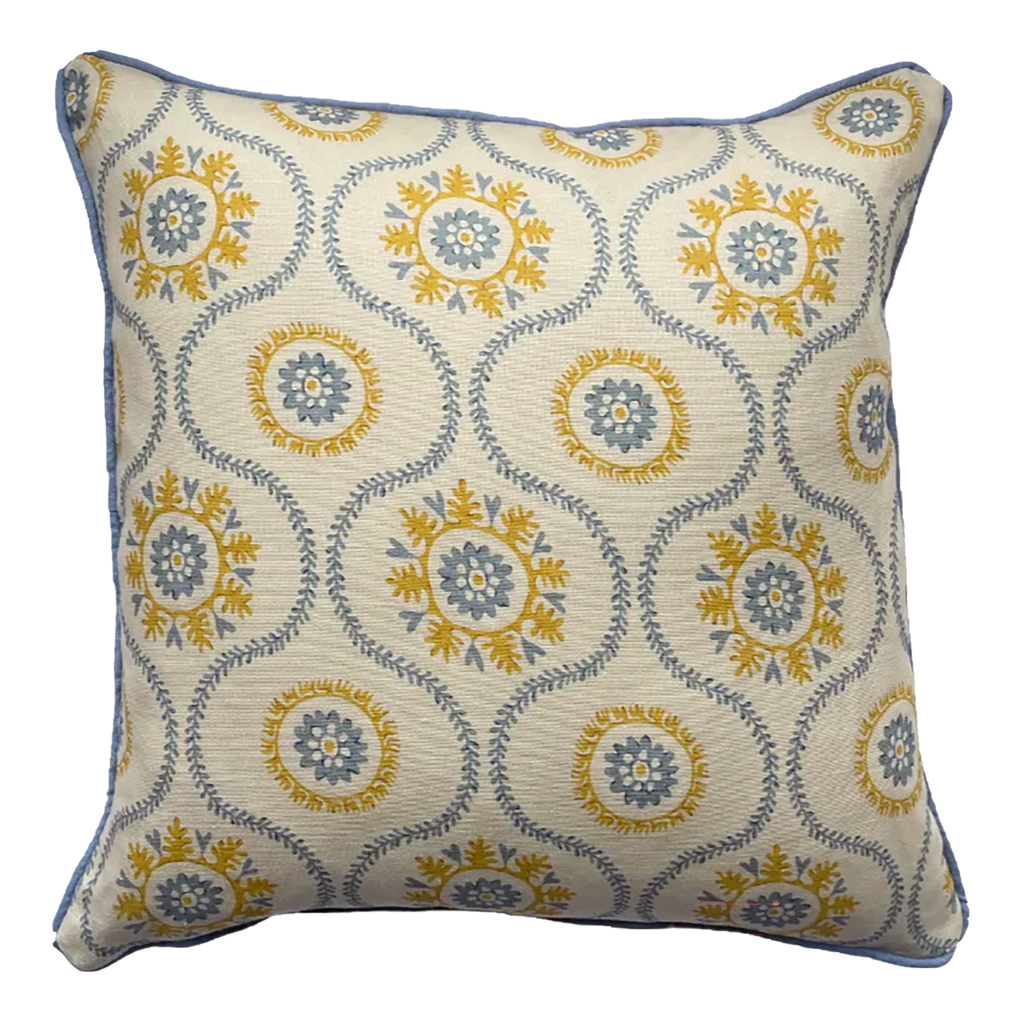 Suzani Cushion - Blue & Yellow
