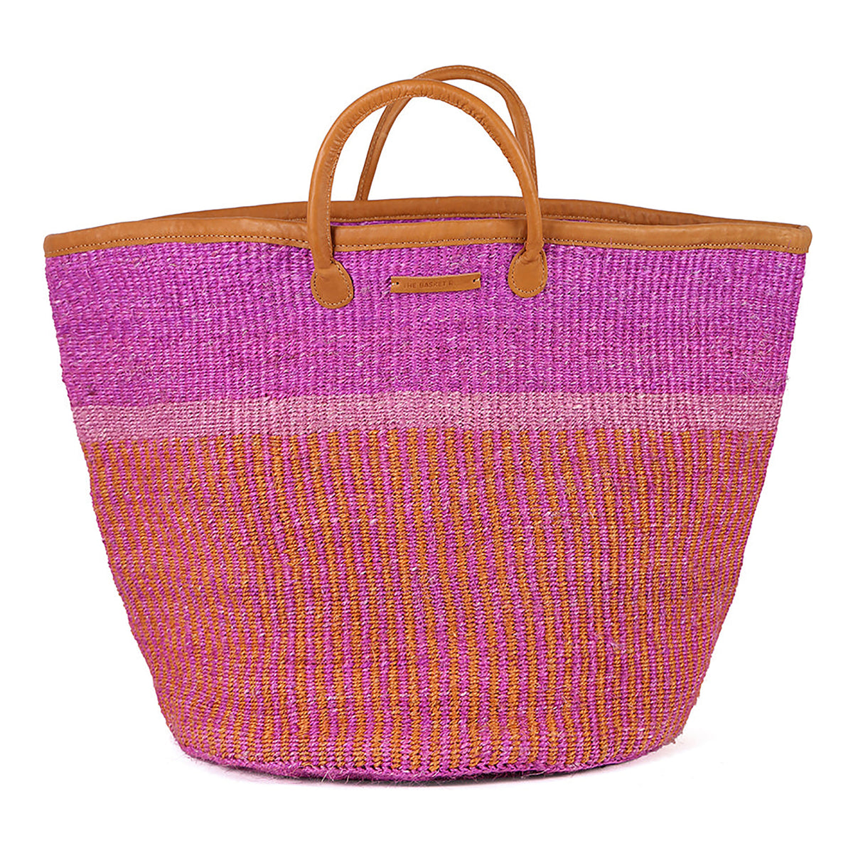 TENGUA: Orange, Pink & Purple Stripe Woven Laundry Basket