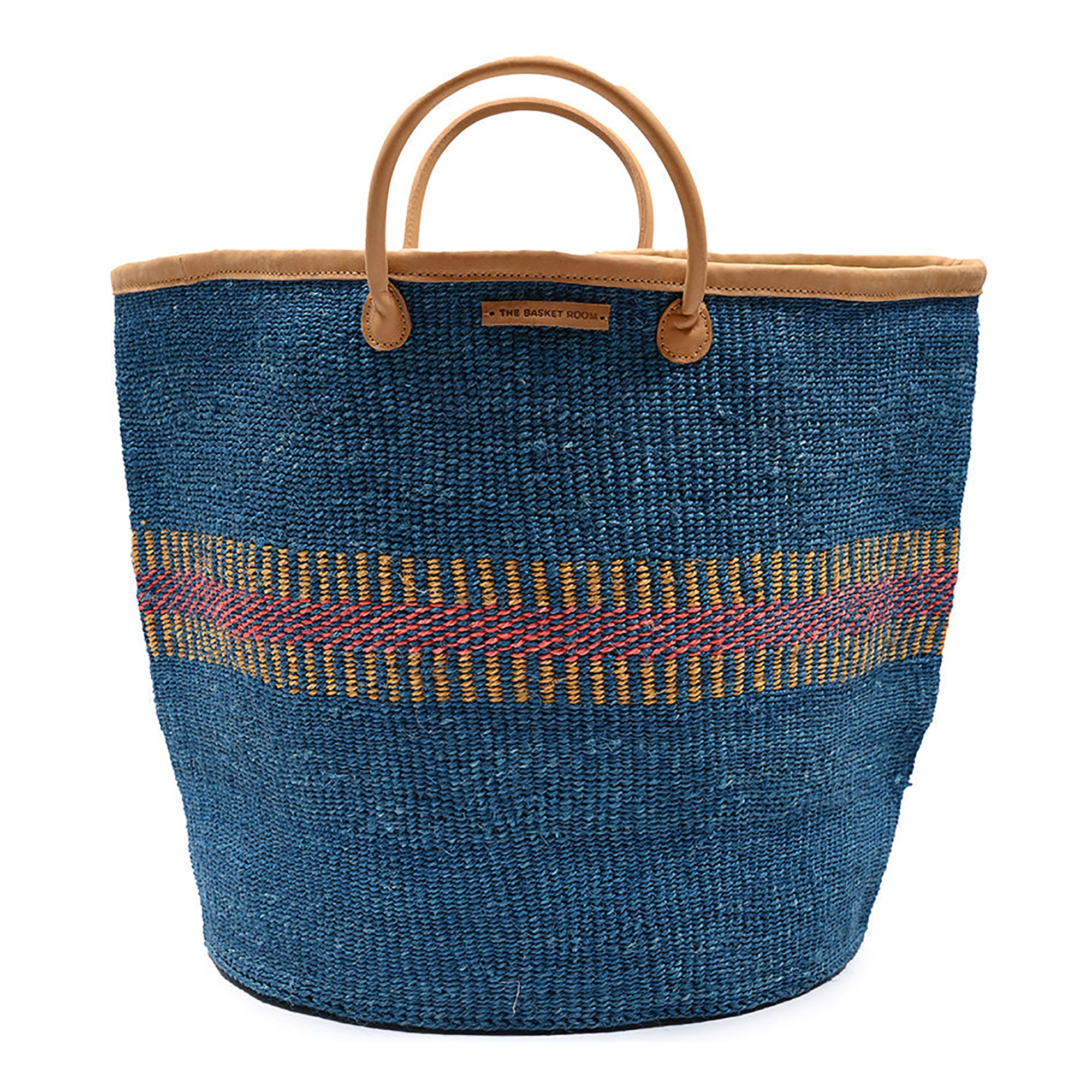 NYUMA: Teal, Gold & Red Stripe Woven Laundry Basket