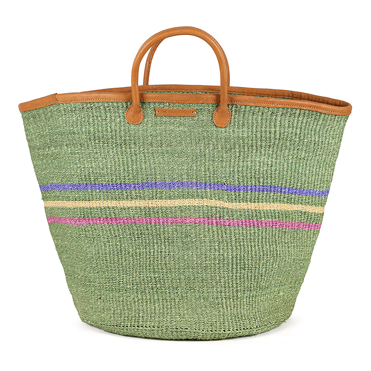Vutia: Green Three Stripe Woven Laundry Basket