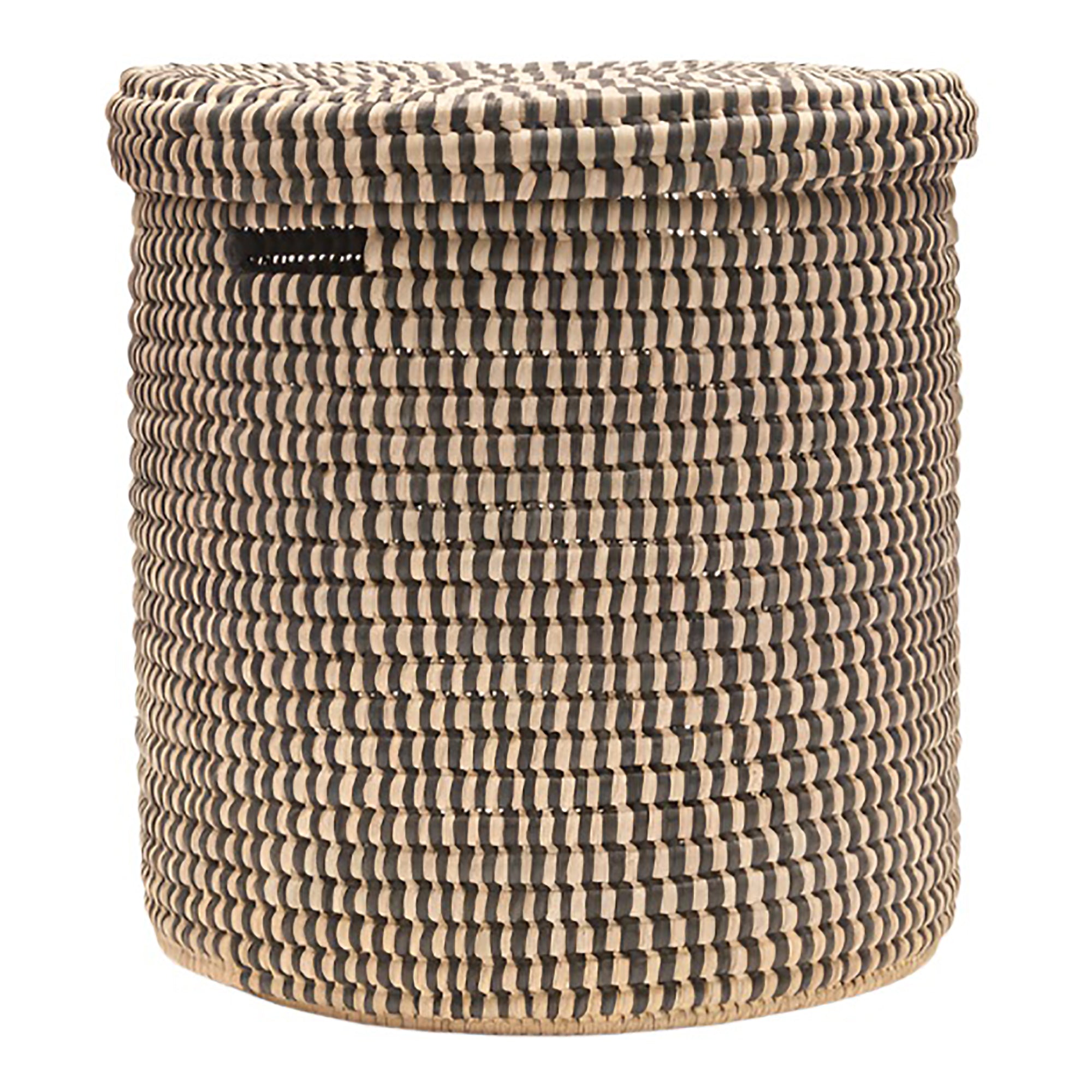 YULE : Grey Slate Check Lidded Laundry Basket