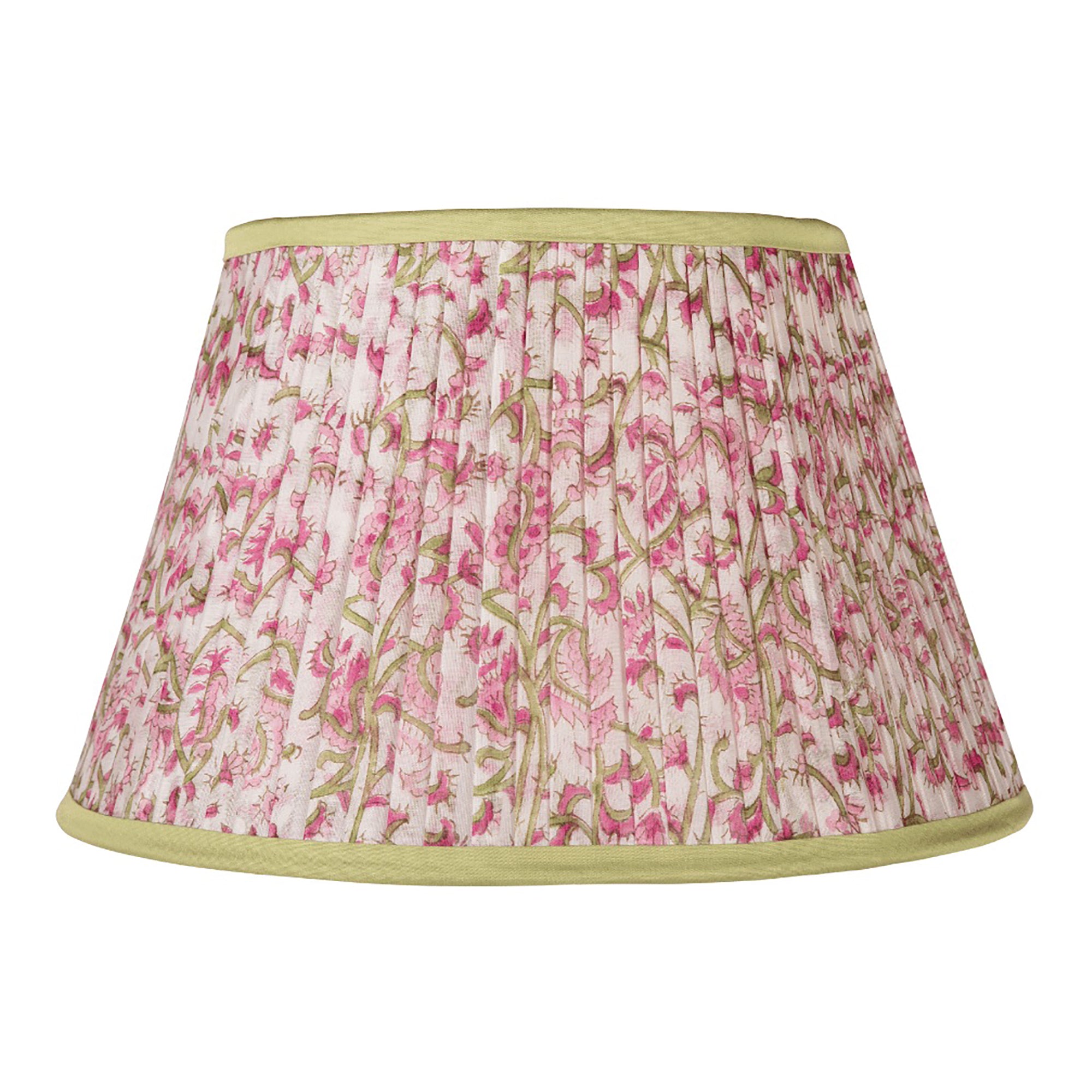 Pink Floral Green Trim Lampshade