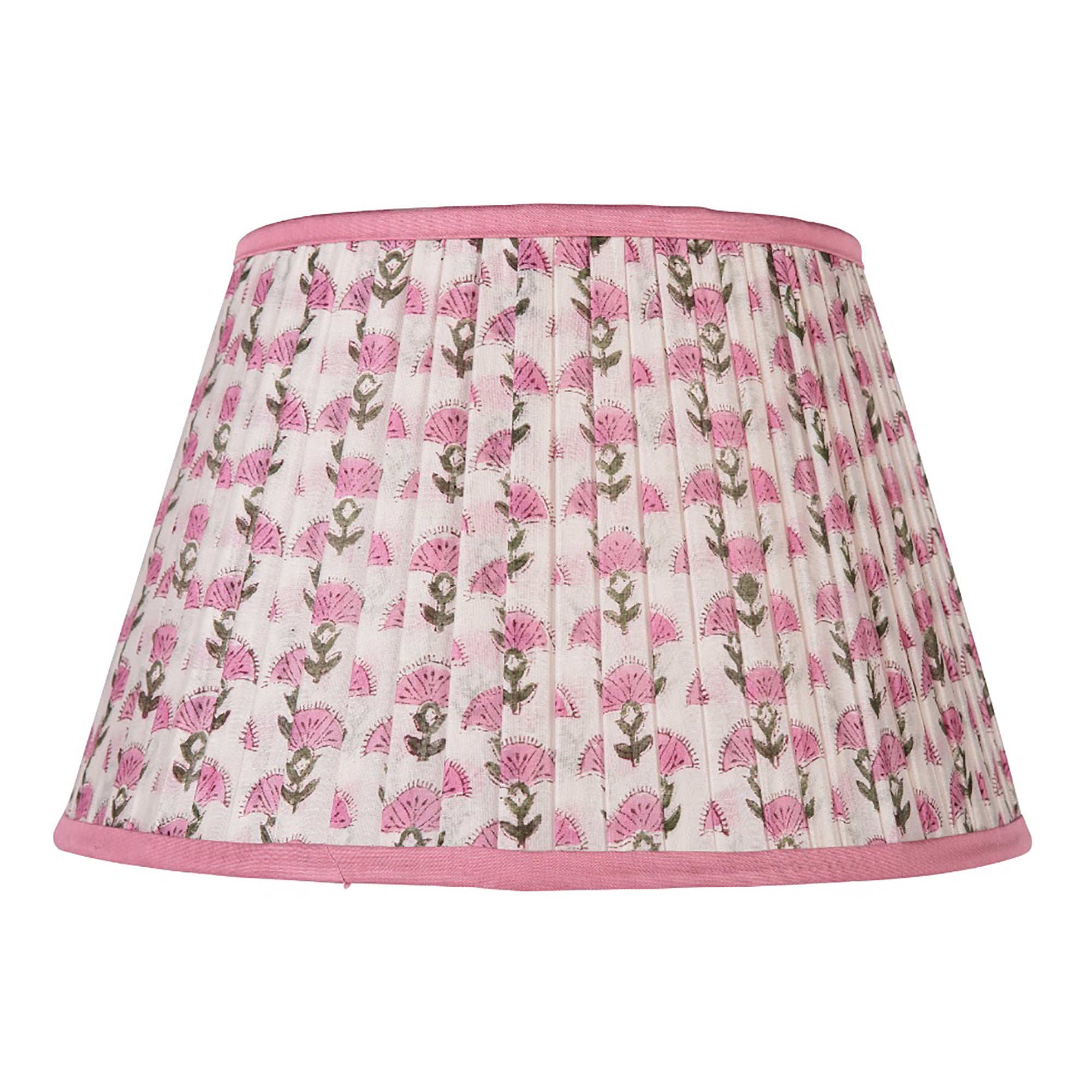 Pink Floral Lampshade with Pink Trim
