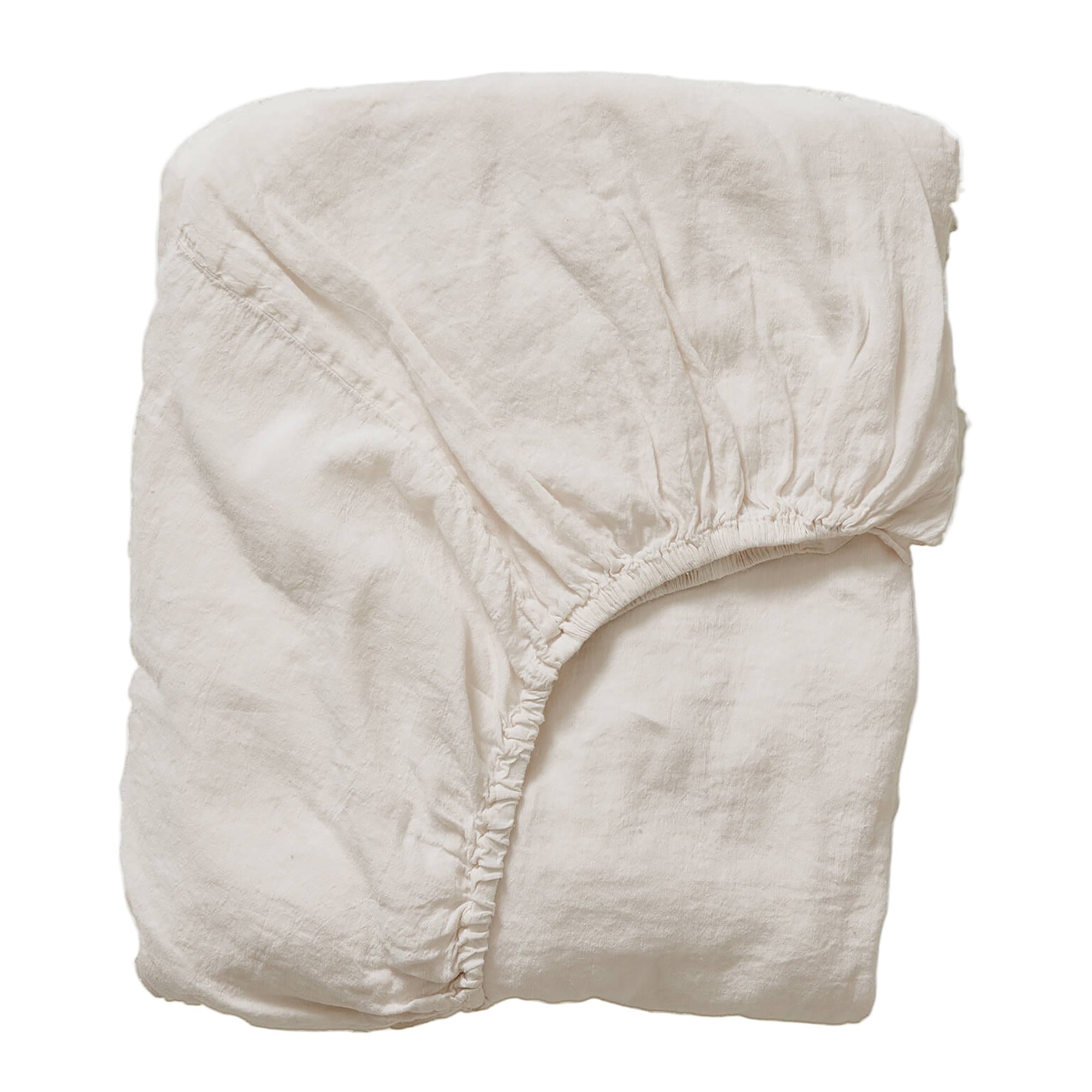 Washed Linen Cotton Fitted Sheet - Putty