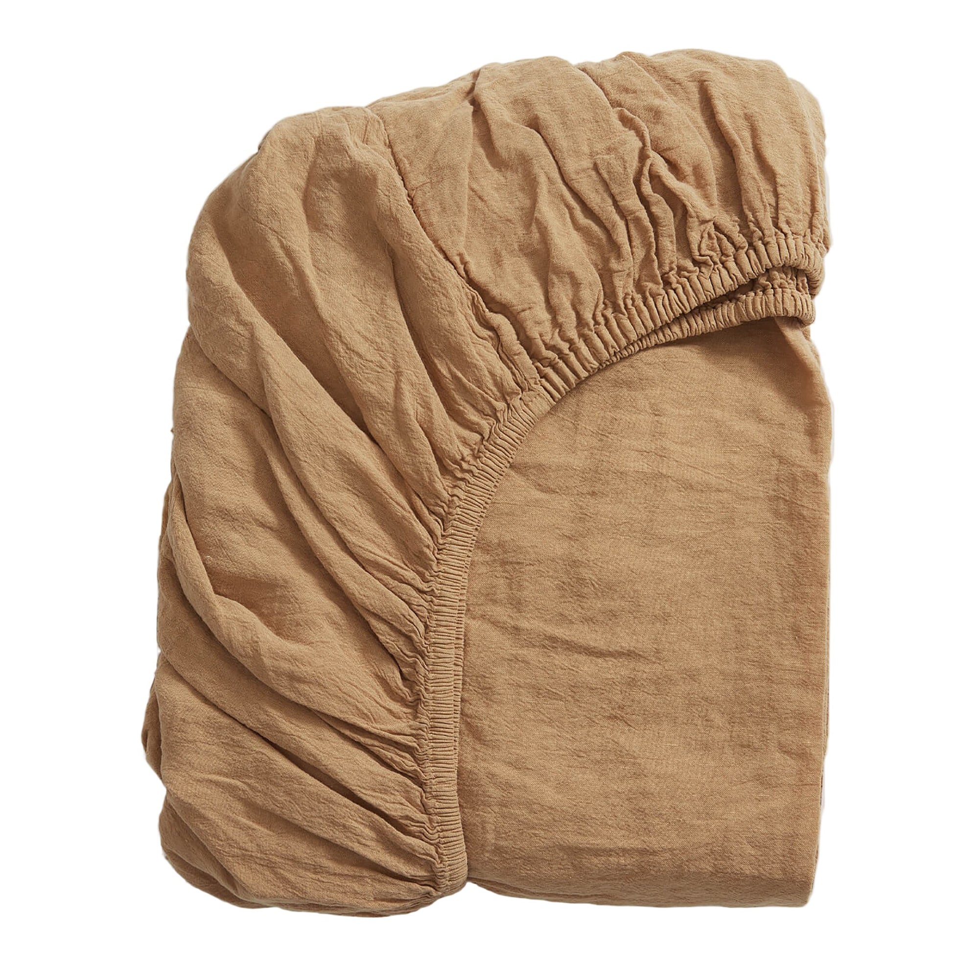 Washed Linen Cotton Fitted Sheet - Soft Terracotta