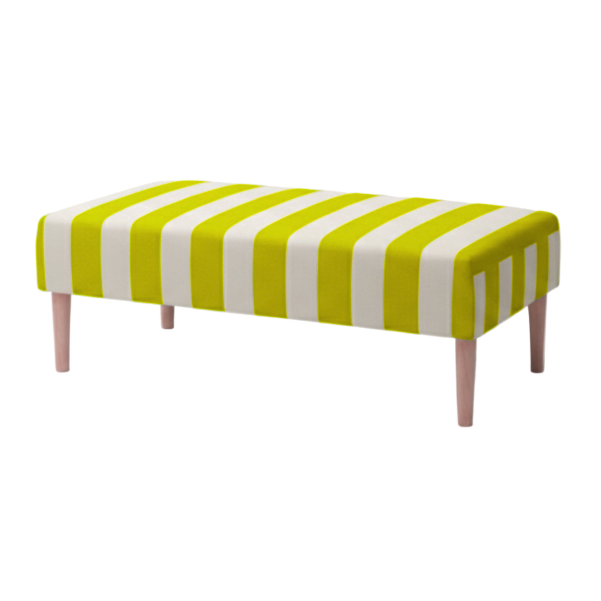 Hand-Painted Upholstered Linen Coffee Table Ottoman in Stripe print