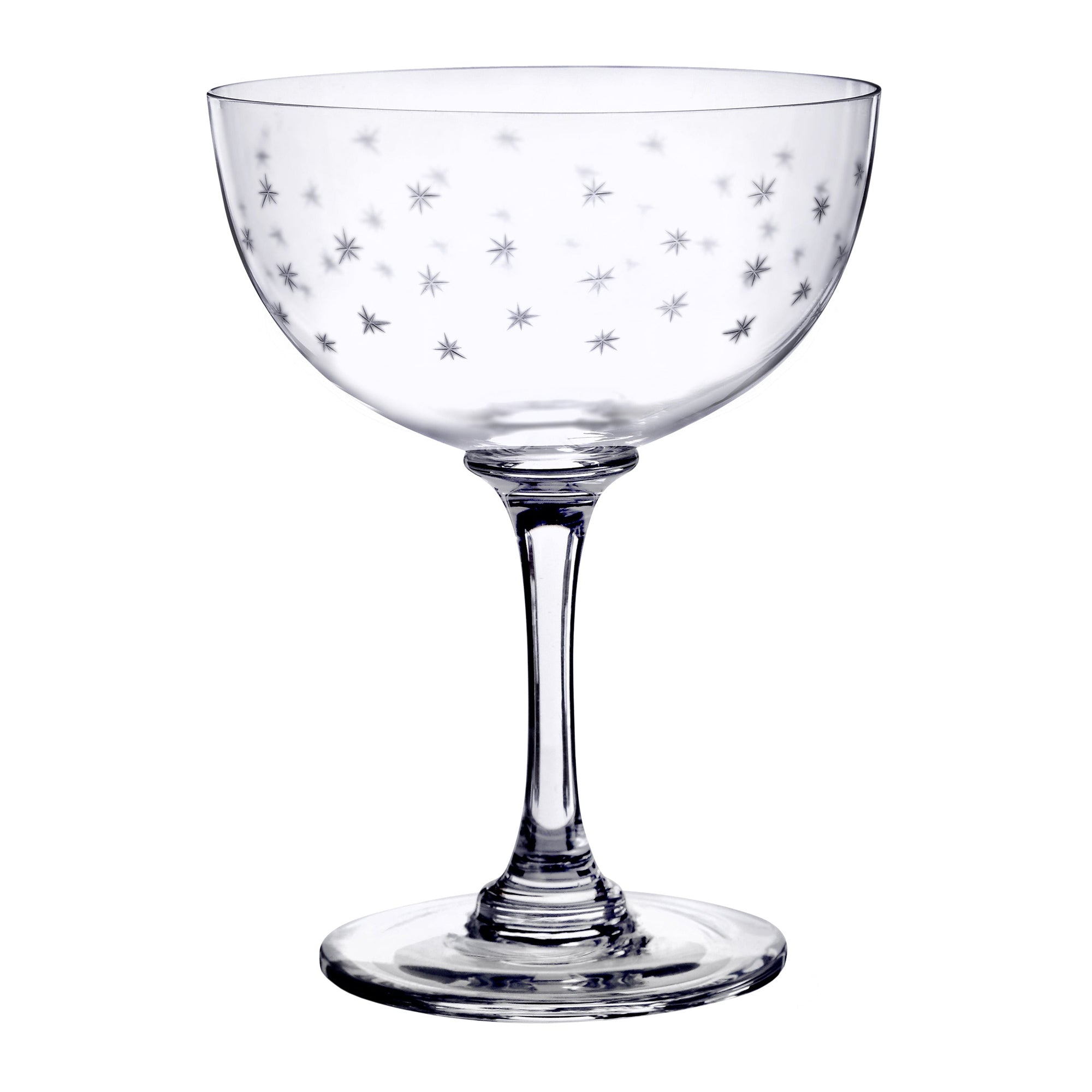 Crystal Champagne Coupes | Engraved Stars