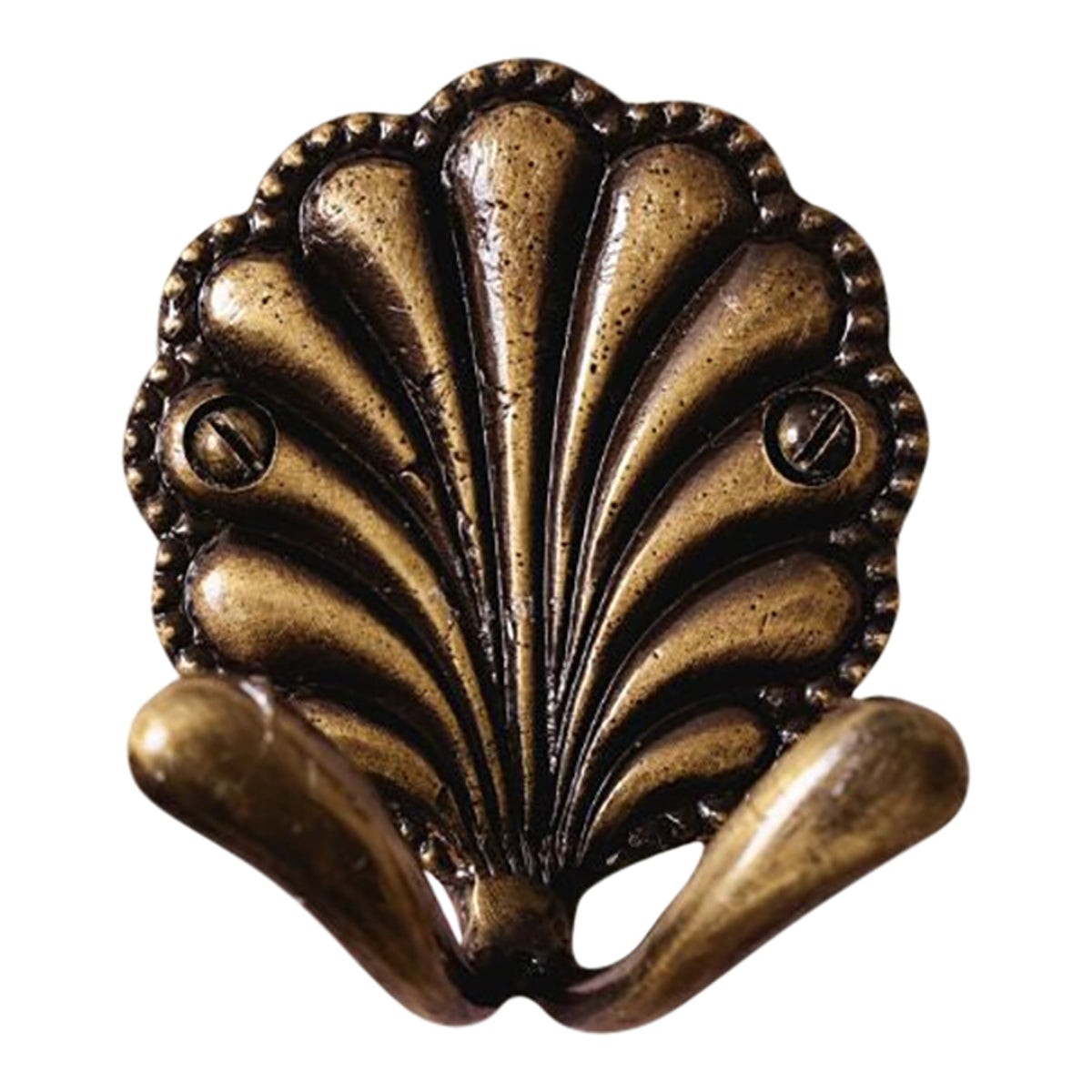 Shell Brass Hook Double (Antique)