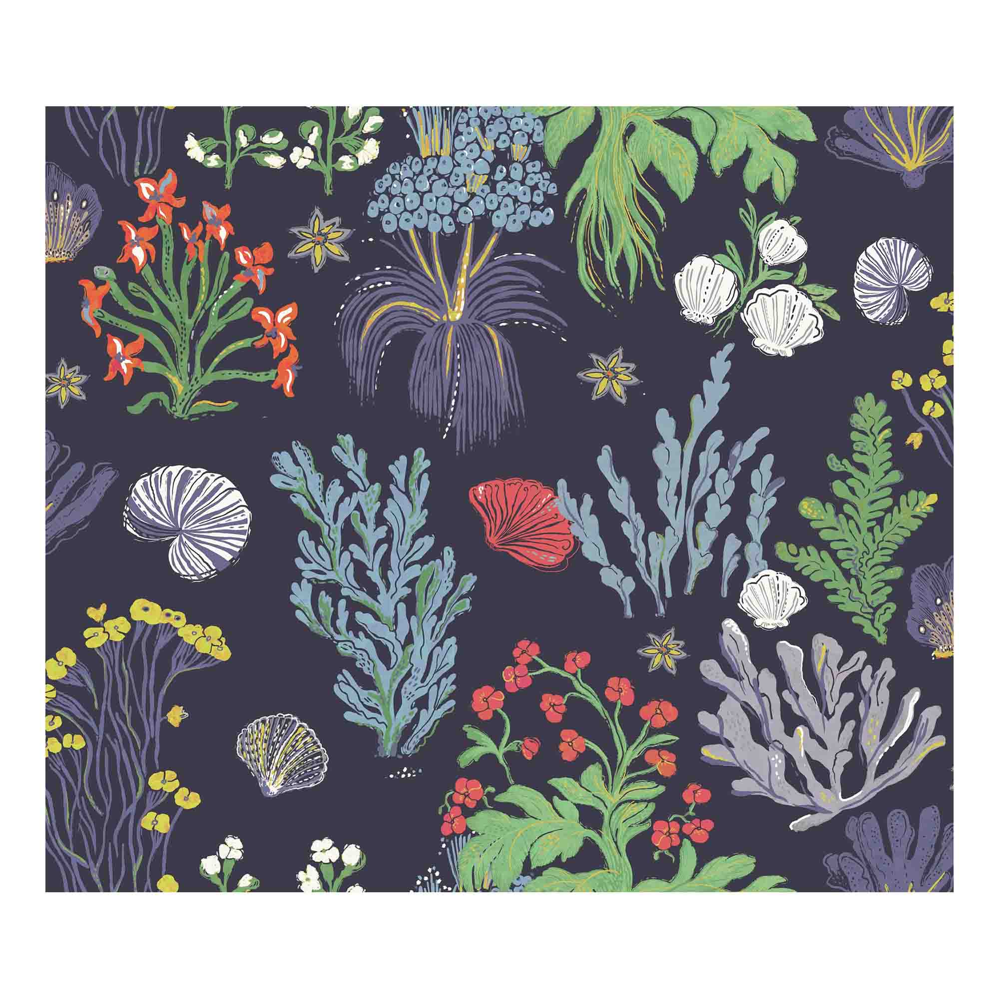Aster and Cockle Wallpaper - NAVY