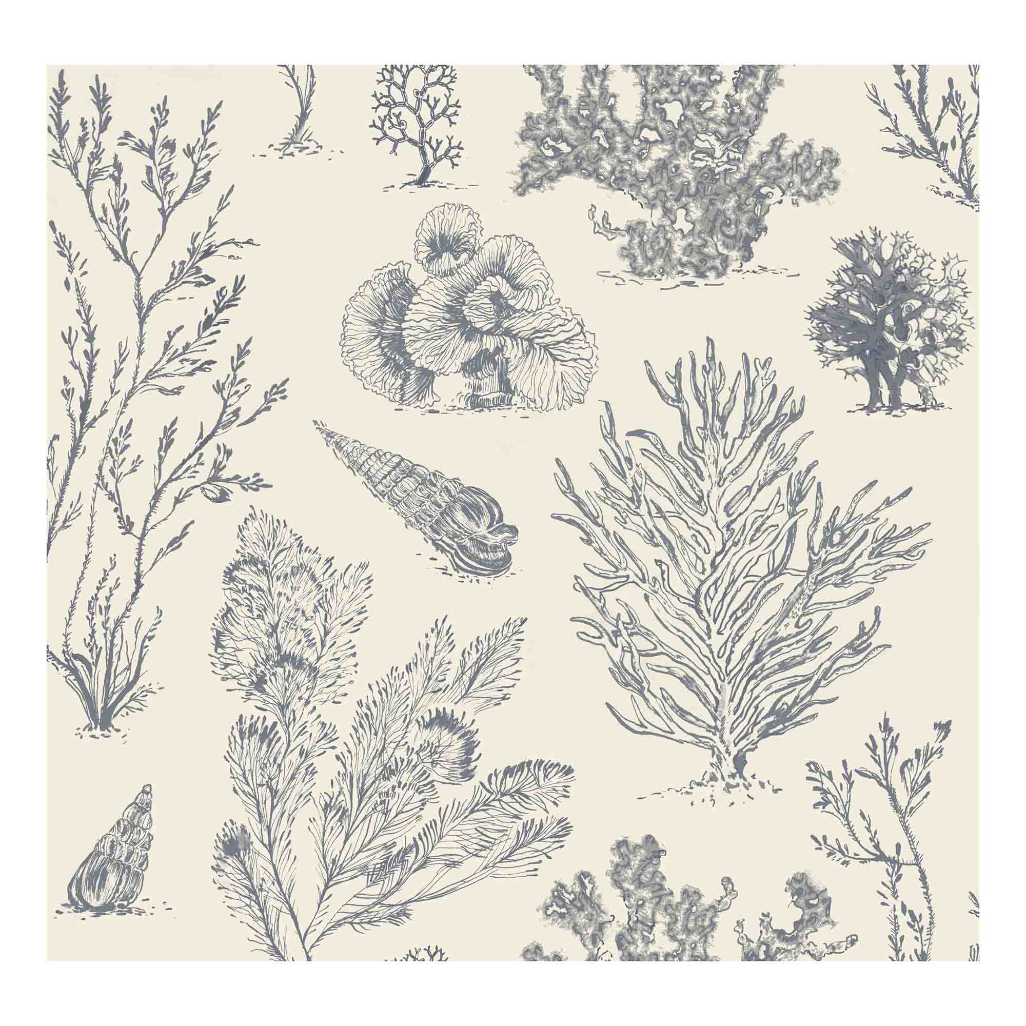 Coral Etchings Wallpaper - CHARCOAL