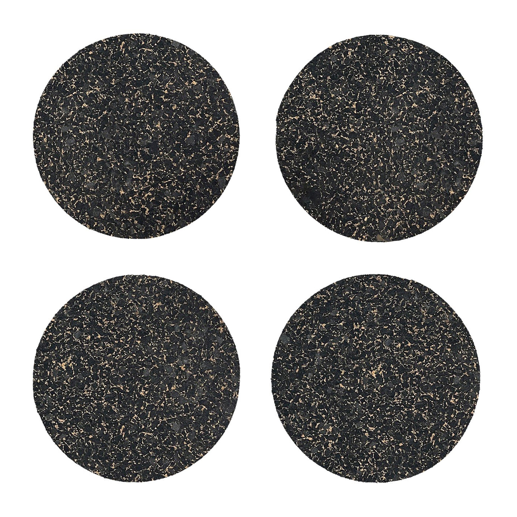 Charcoal Speckled Round Cork Coasters - Set of 4