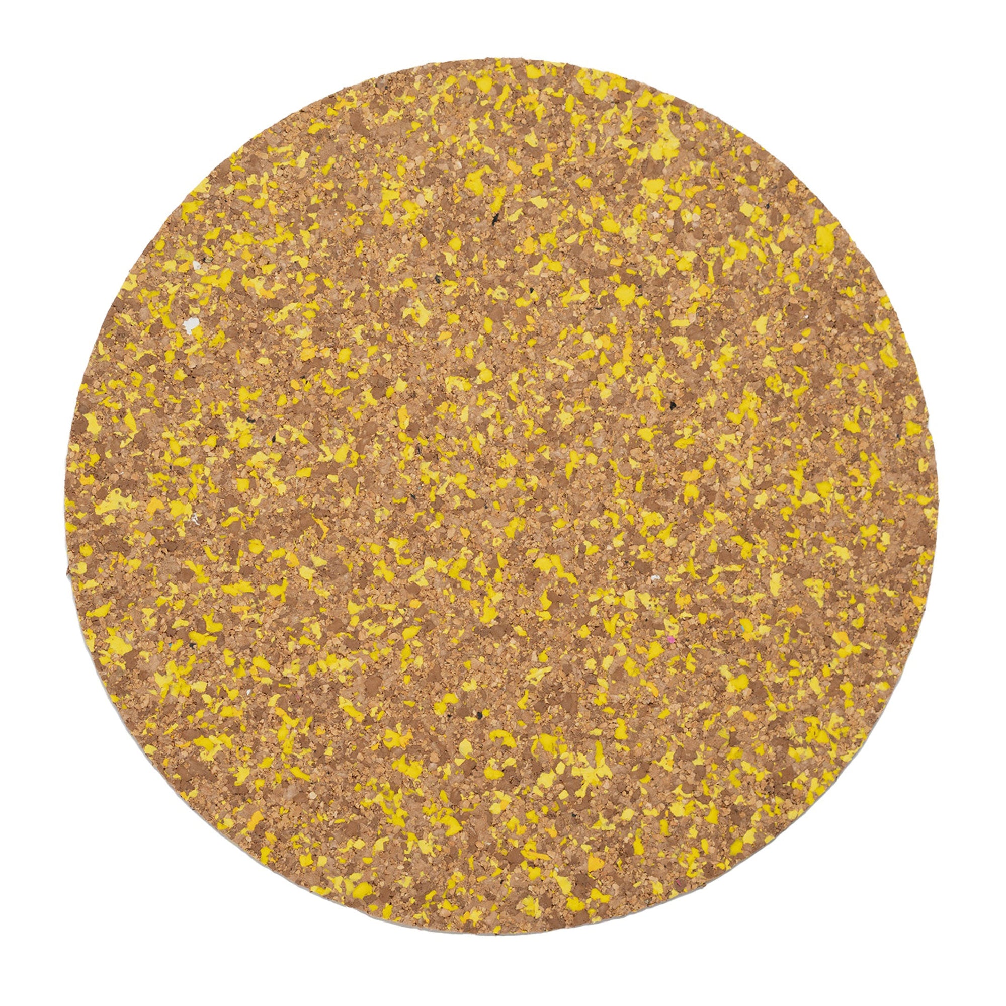 Yellow Round Speckled Cork Placemat