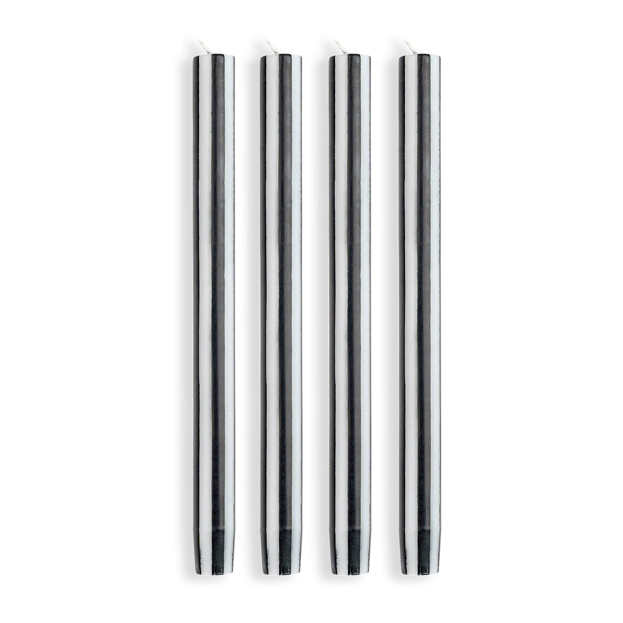 Stripe Dinner Candles - Black / White