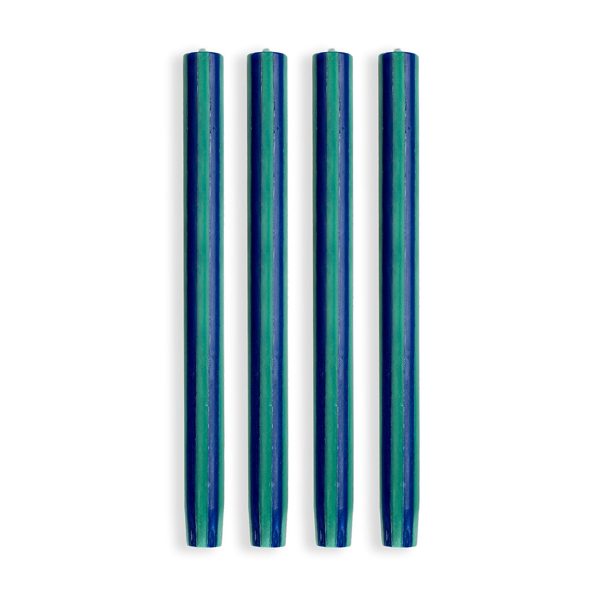 Stripe Dinner Candles - Midnight Blue / Teal
