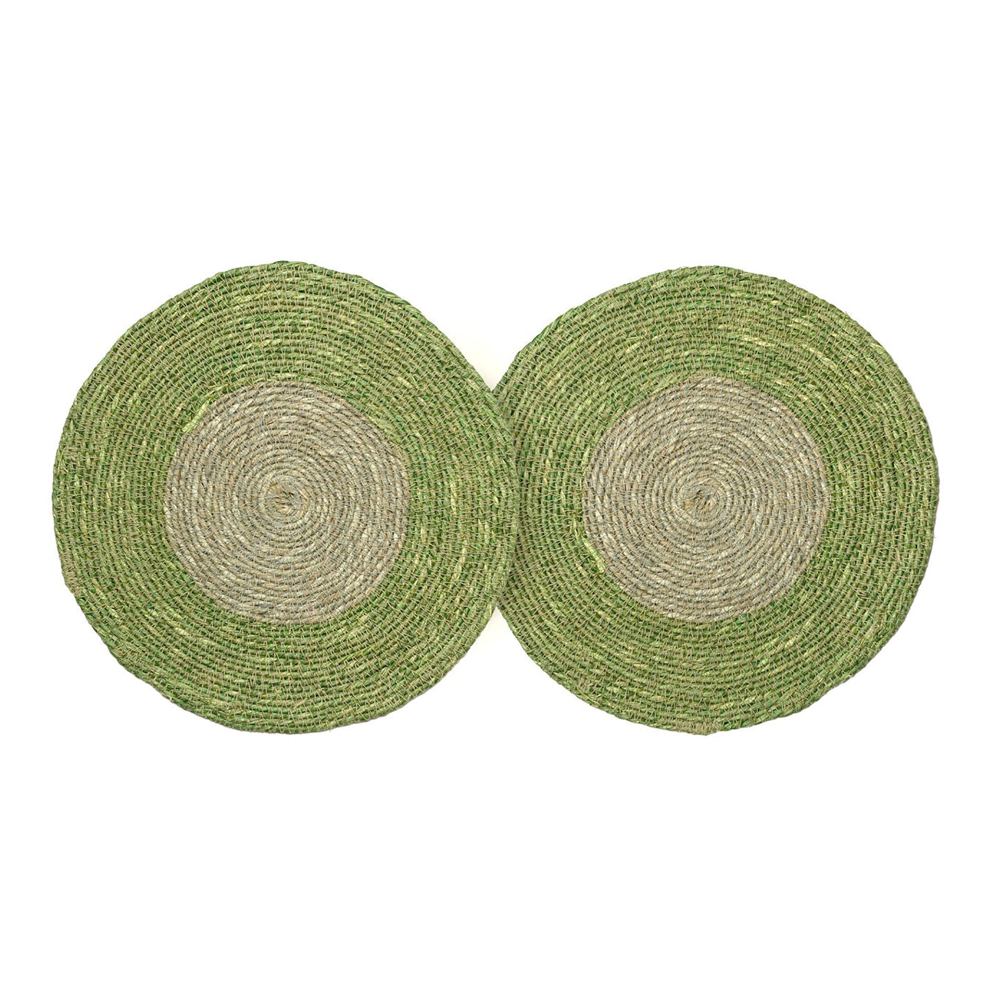Seagrass Placemats Set of 2 - Dark Green / Grey