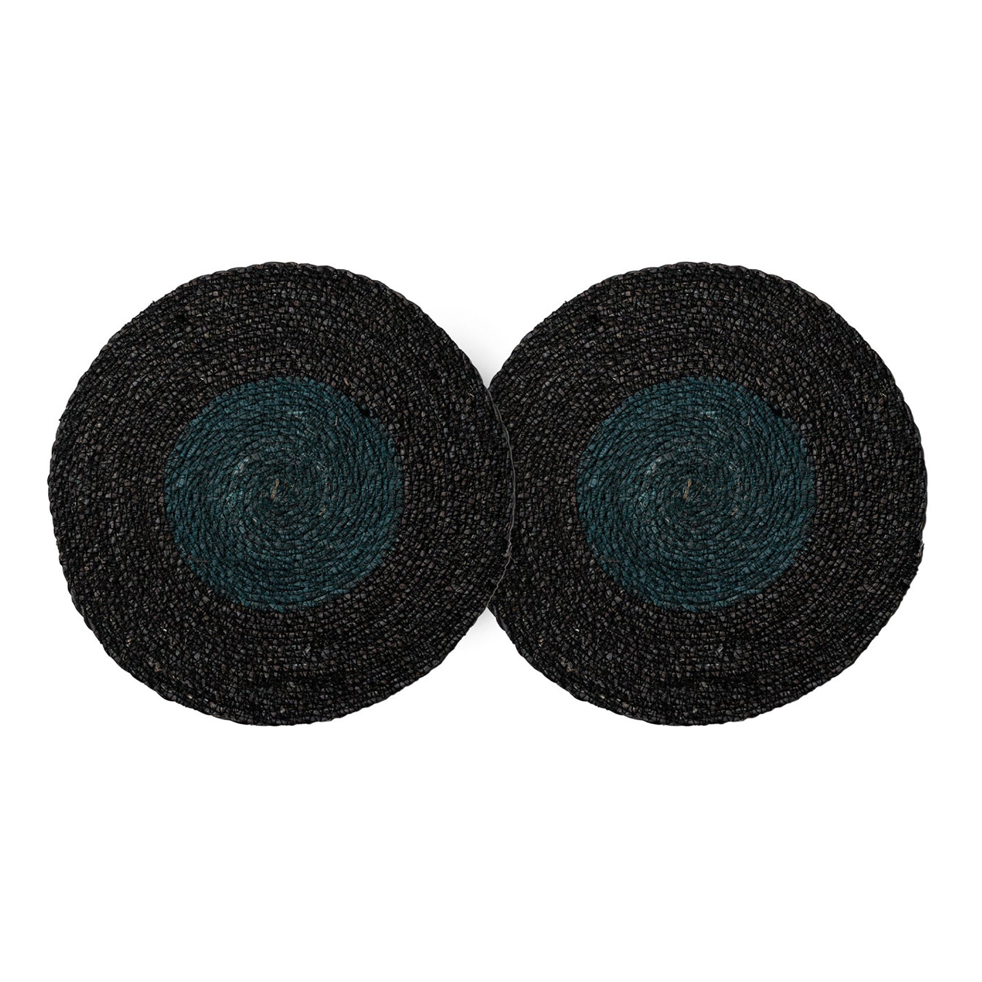 Seagrass Placemats Set of 2 - Black / Blue