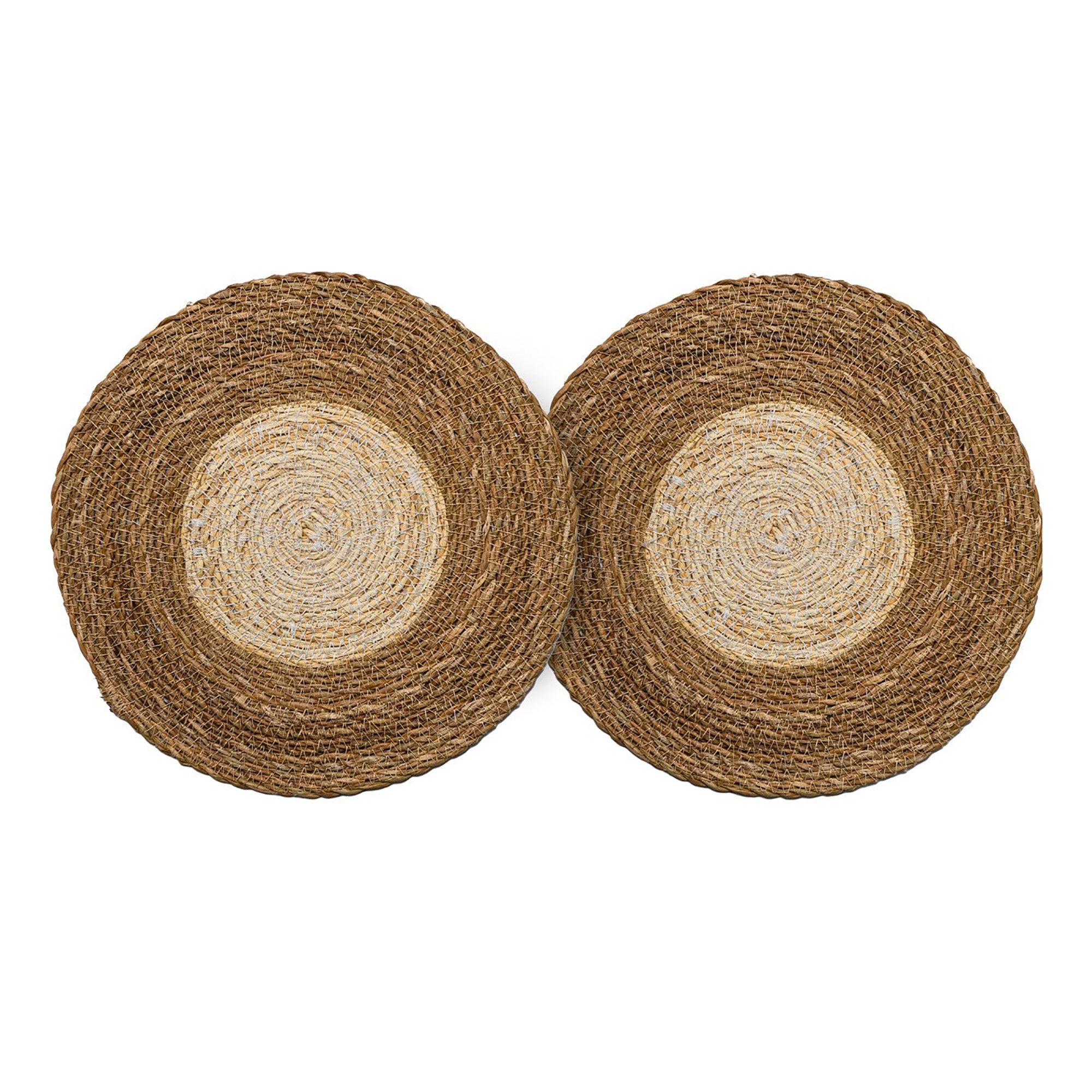 Seagrass Placemats Set of 2 - Warm Natural / White