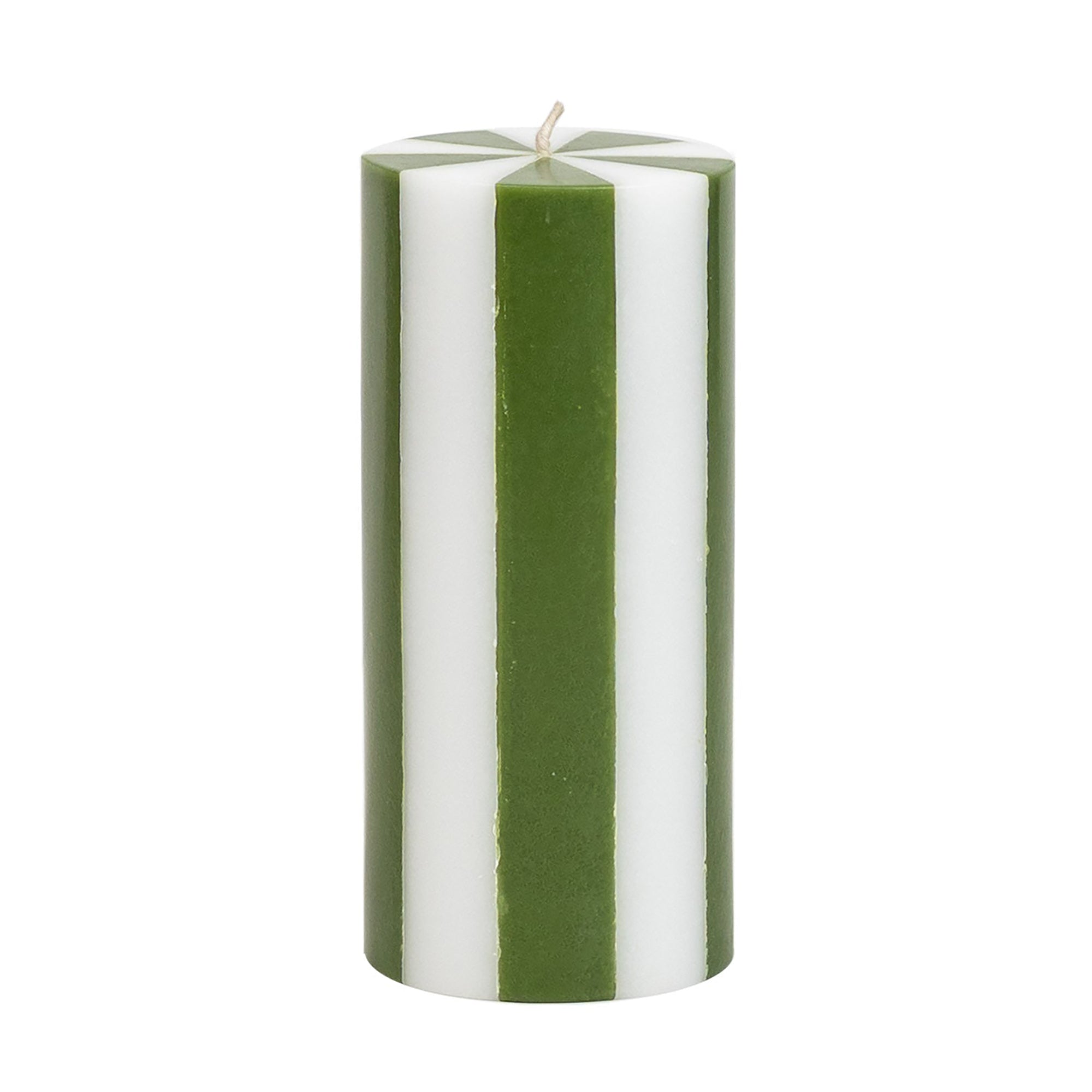 Medium Pillar Candle - Moss Green / White