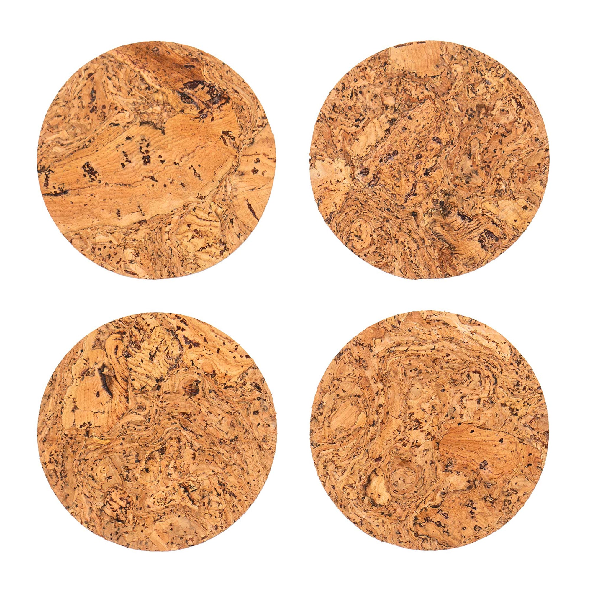 Round Natural Cork Coasters Set of 4 - Natural
