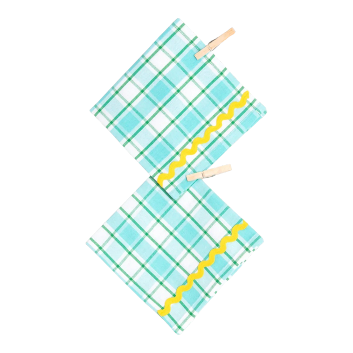Yellow and Aqua Napkins, Set of Two