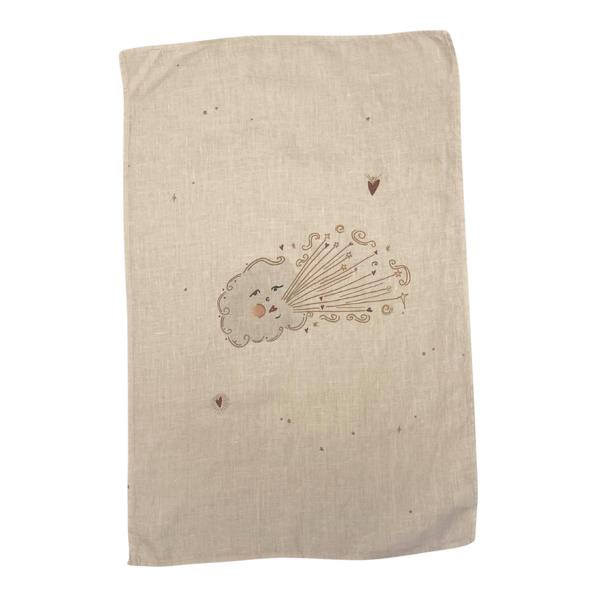 Linen Tea Towel Love cloud