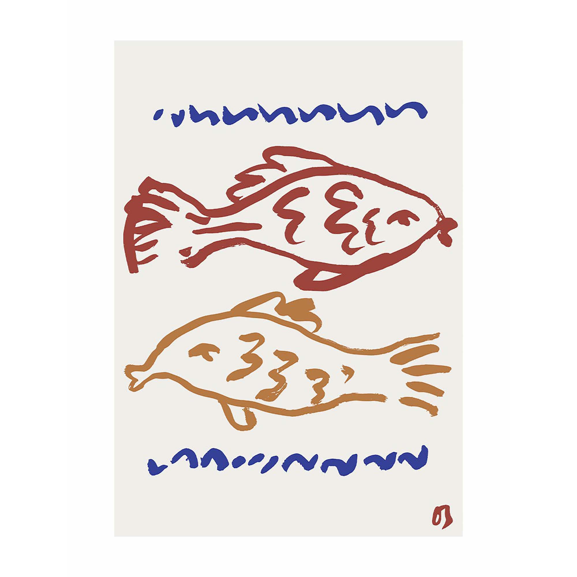 Two Fish in Red & Blue