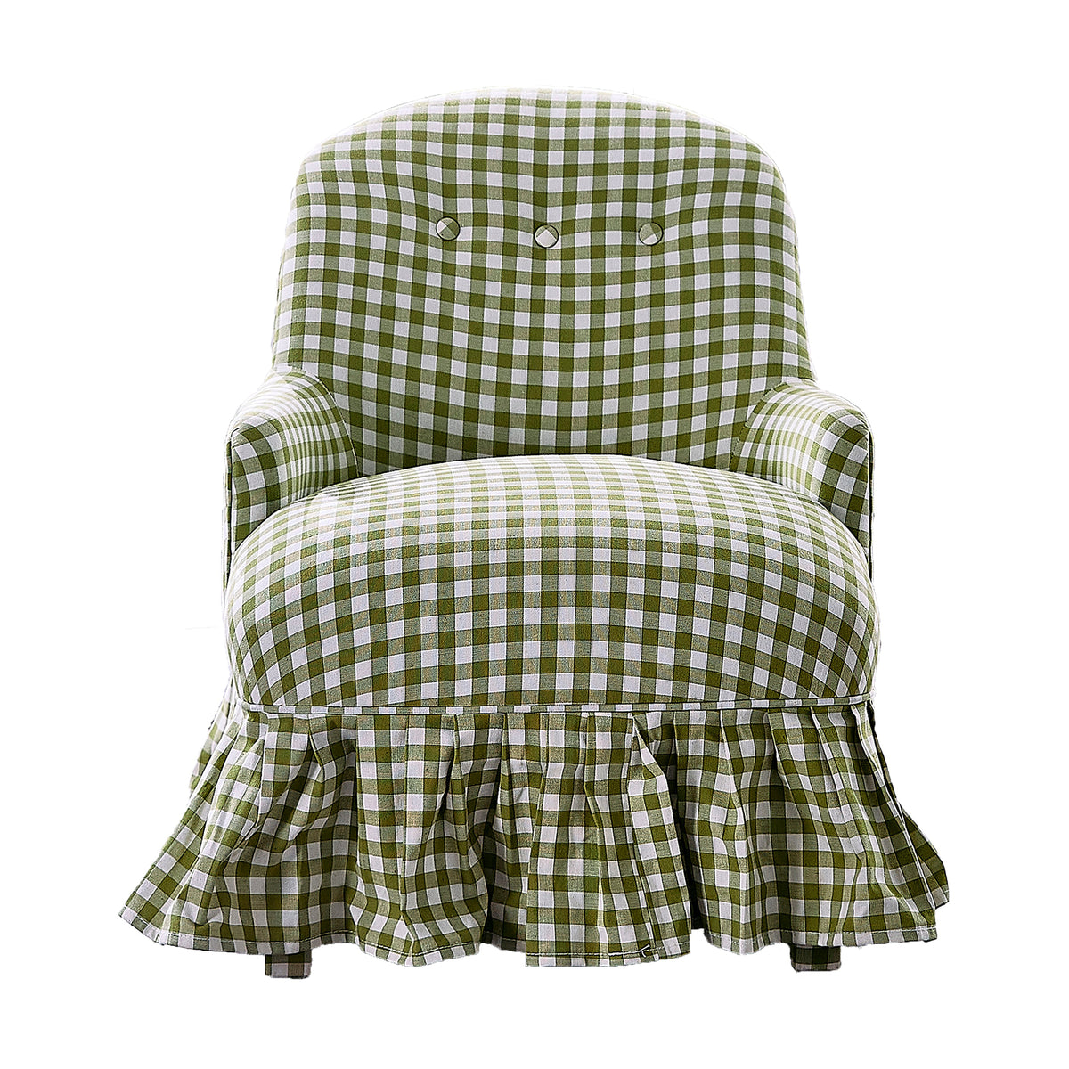 Upholstered Childrens Chair Green Gingham