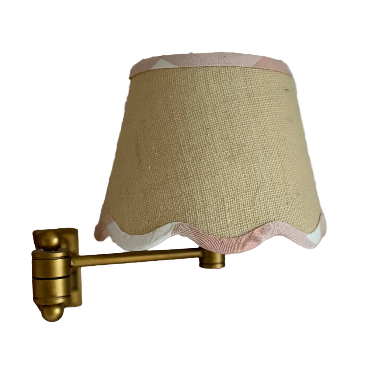 Jute Clip Lampshade Pink Gingham Trim