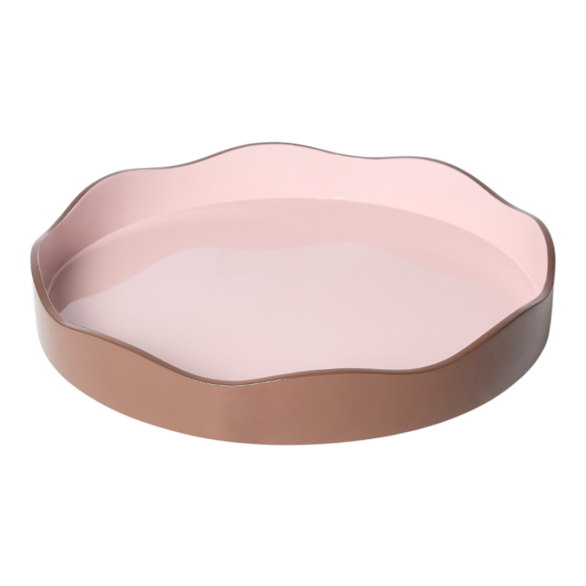 Allegra Round Wiggle Tray in Pink and Brown