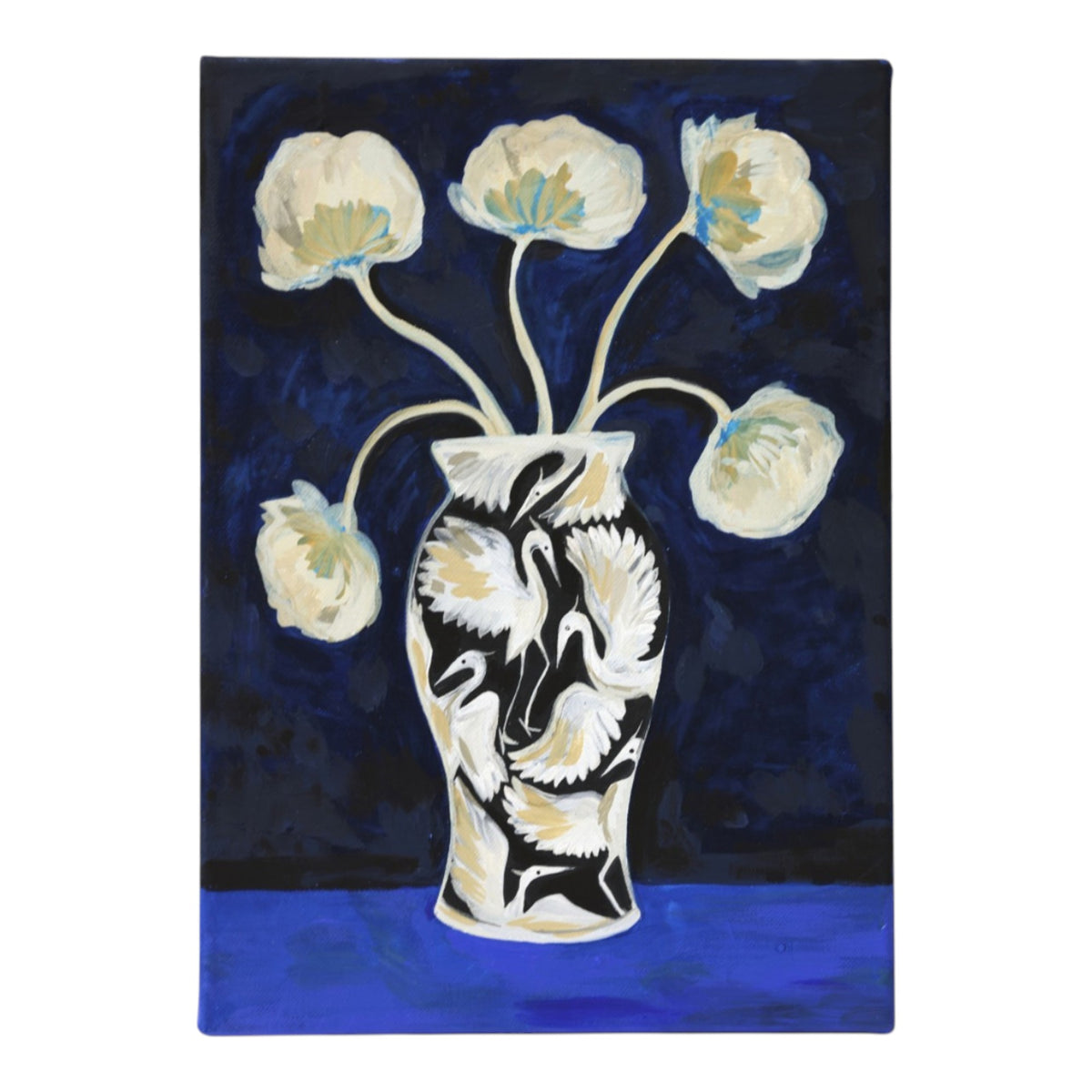 Black Herons Vase - Original Canvas Painting