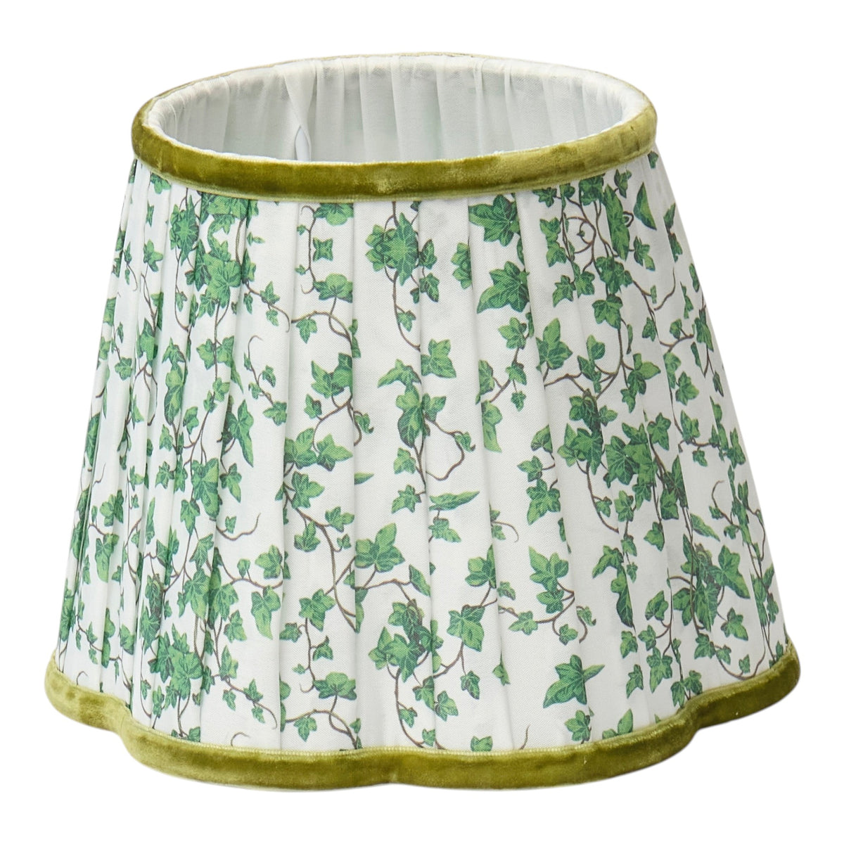 Ivy Green Lampshade with Velvet Trim