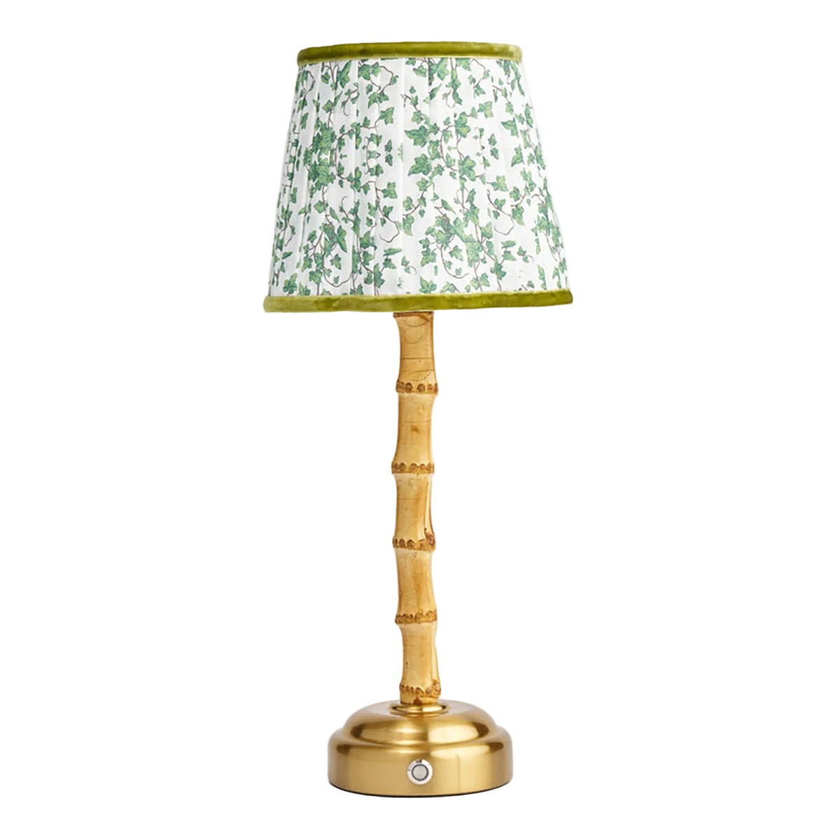 Bamboo Table Lamp with Green Ivy Lampshade