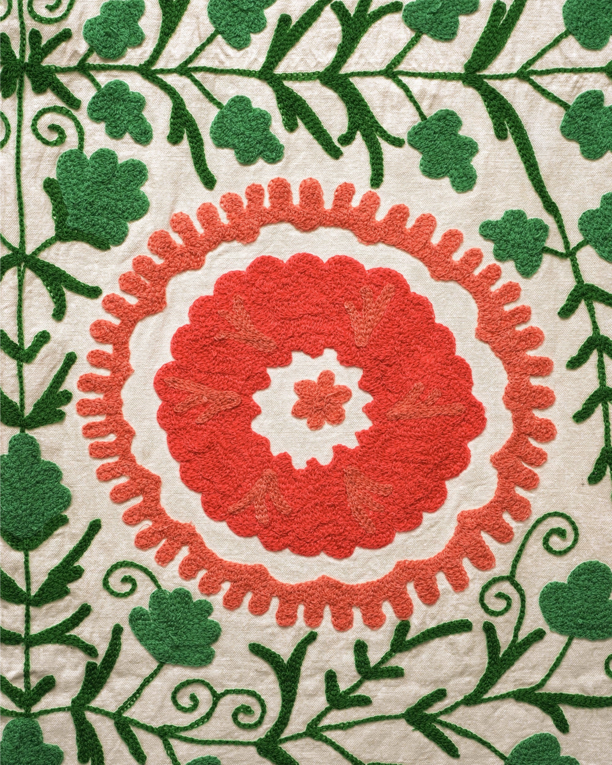 Suzani Throw - Green/Red