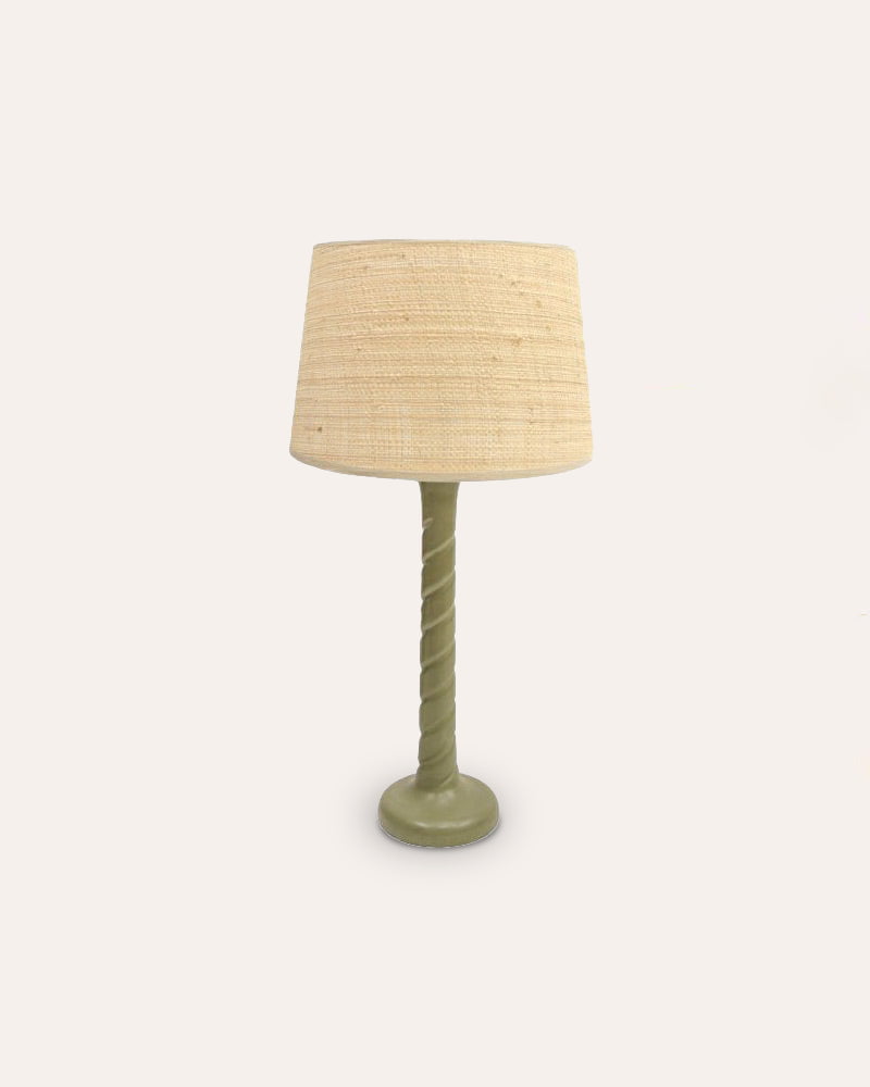Small Twisted Wooden Table Lamp - Light Green