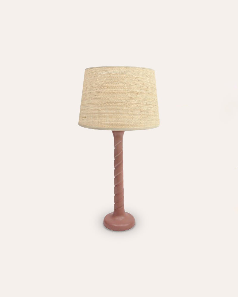 Small Twisted Wooden Table Lamp - Pink