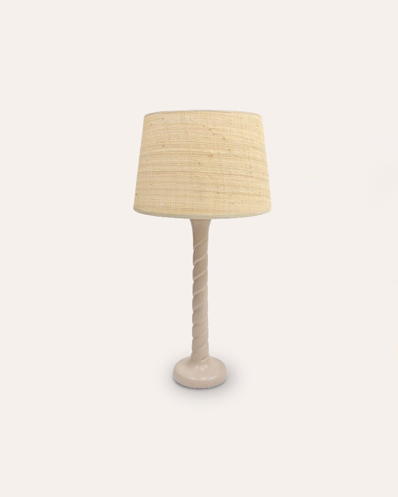 Small Twisted Wooden Table Lamp - Taupe