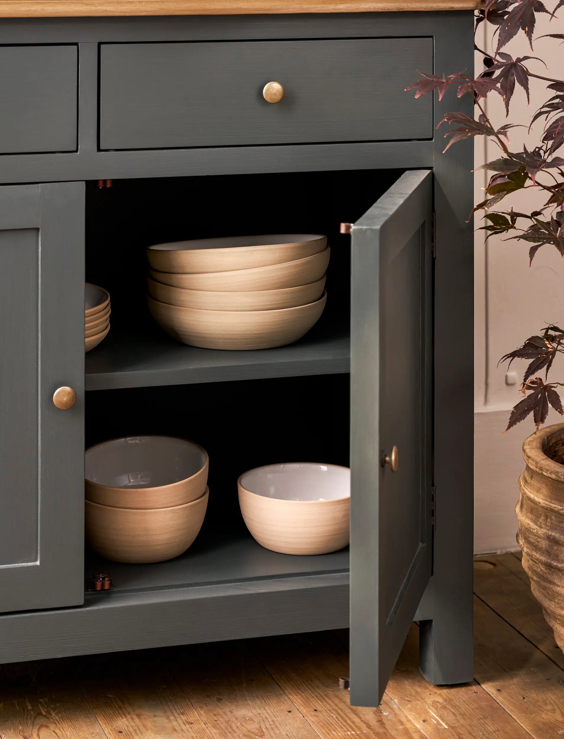 Walcote Glass Display Cabinet Forest Green