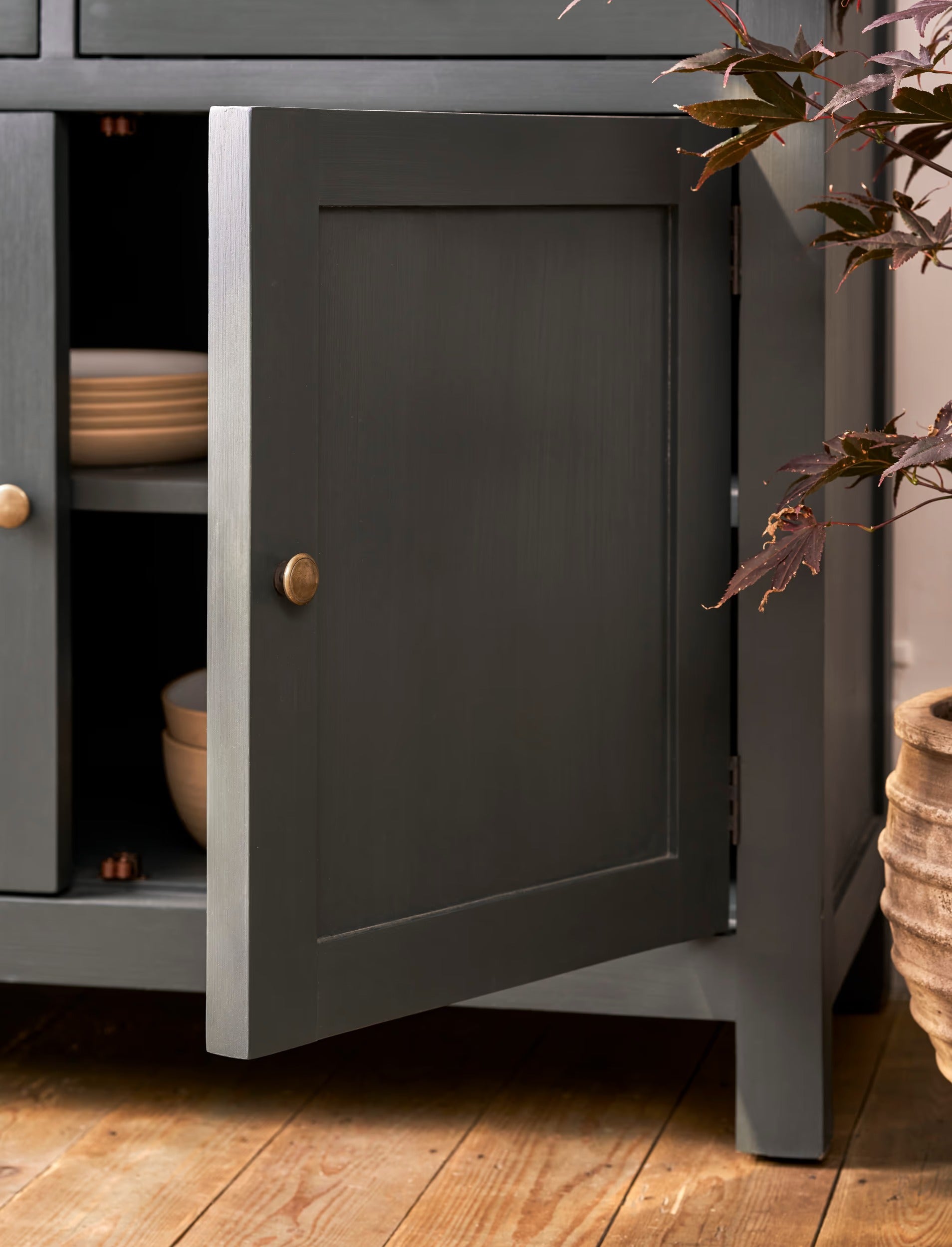 Walcote Glass Display Cabinet Forest Green