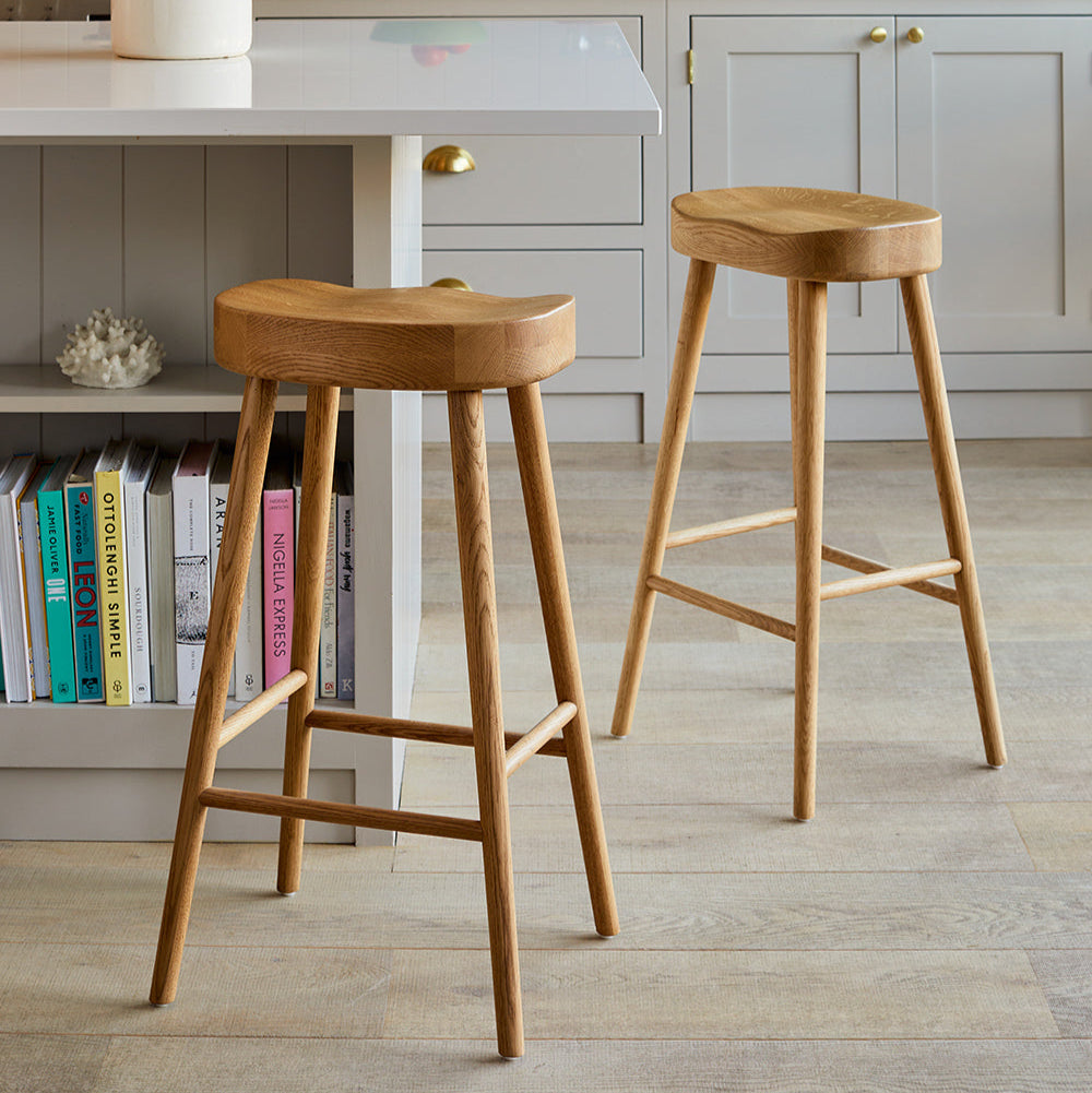 Set of Two Weathered Oak Stool