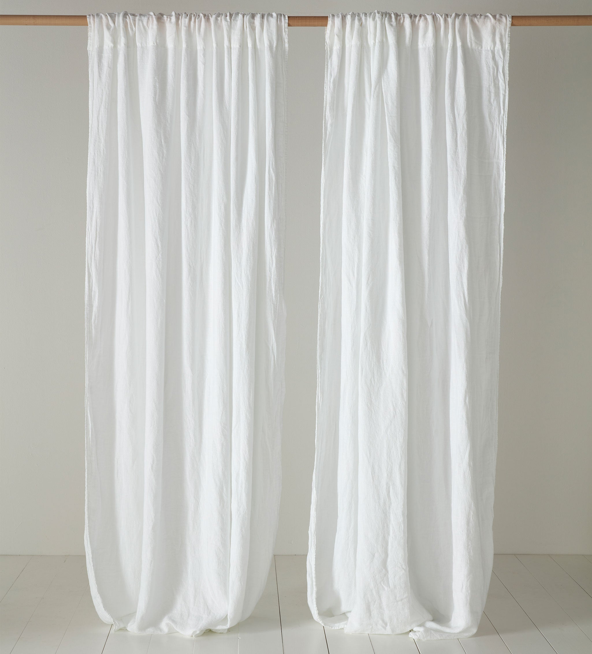 White 100% Linen Loop Top Curtain | Single