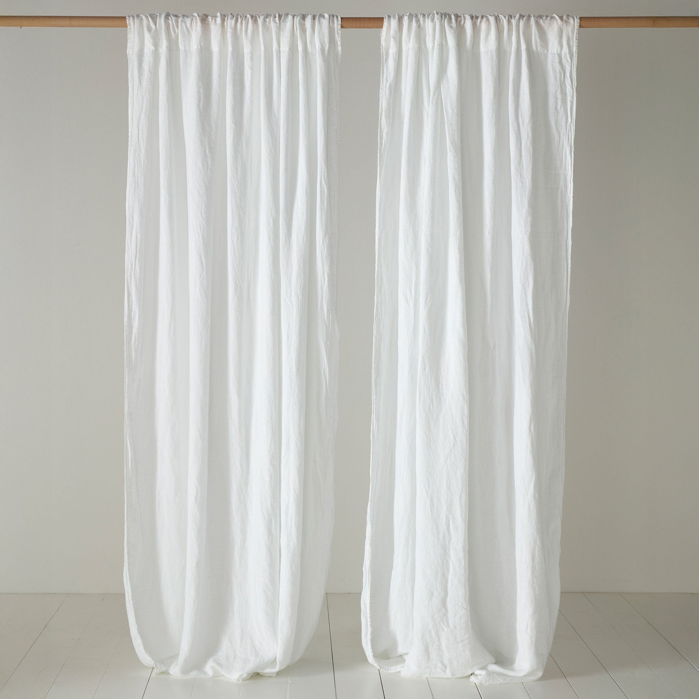 White 100% Linen Loop Top Curtain | Single