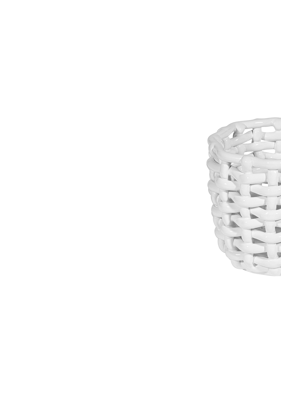 White Basketweave Planter