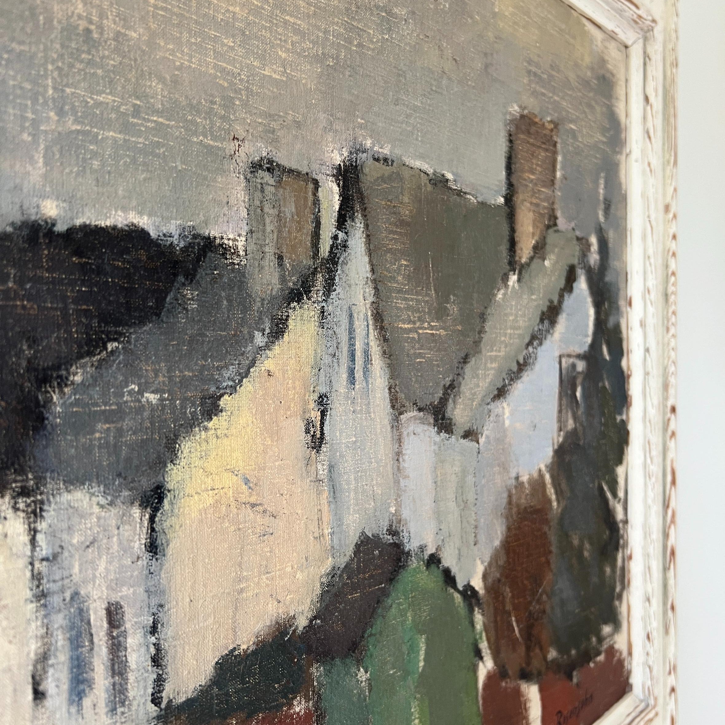 White Cottages Oil Painting